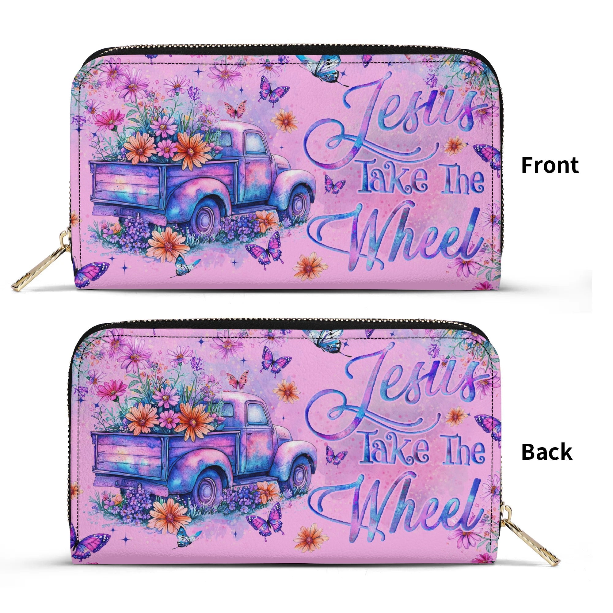 Jesus Take The Wheel Zipper Leather Wallet - Tyqy1806255