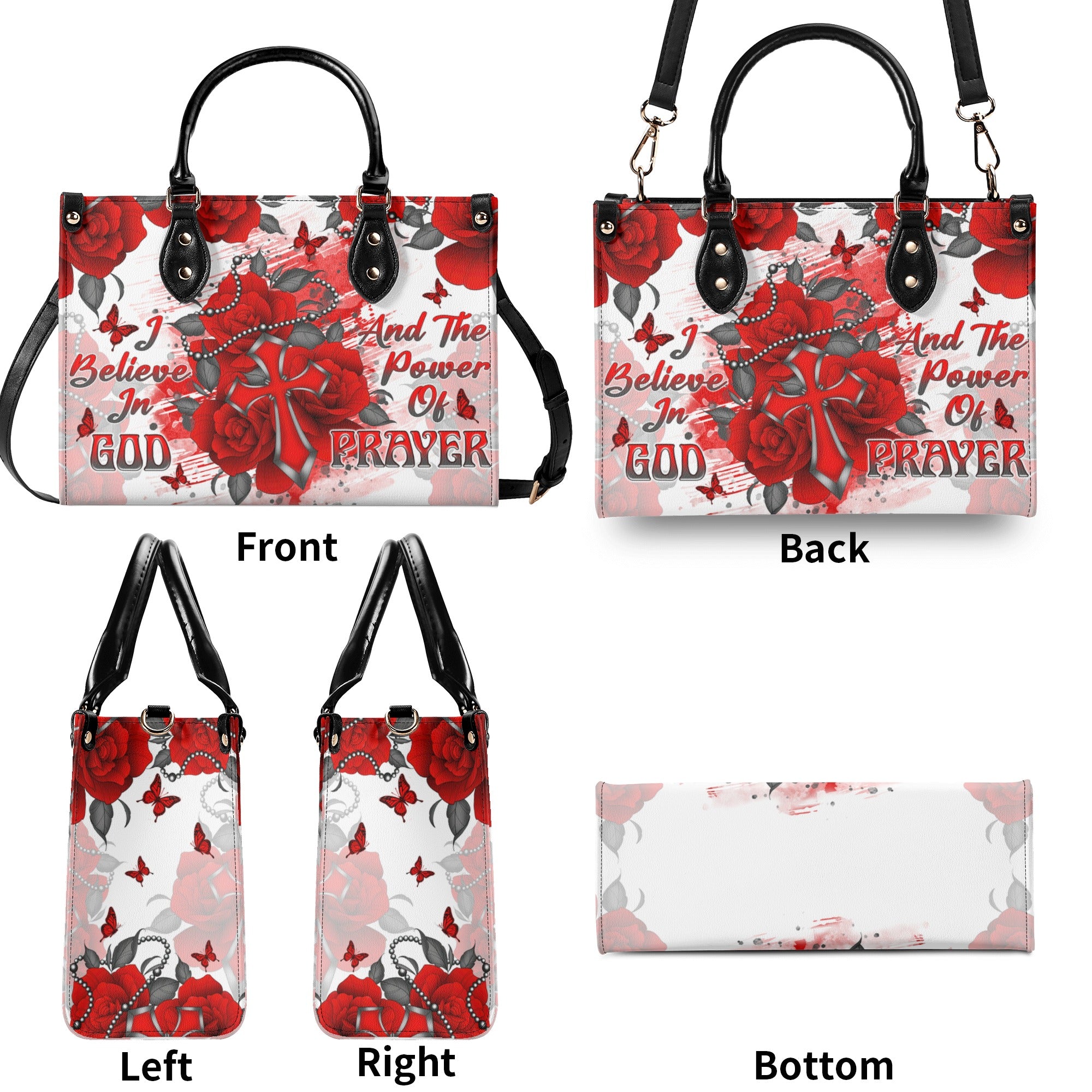 I Believe In God Rose Cross  Leather Handbag  - Tlnt2012244