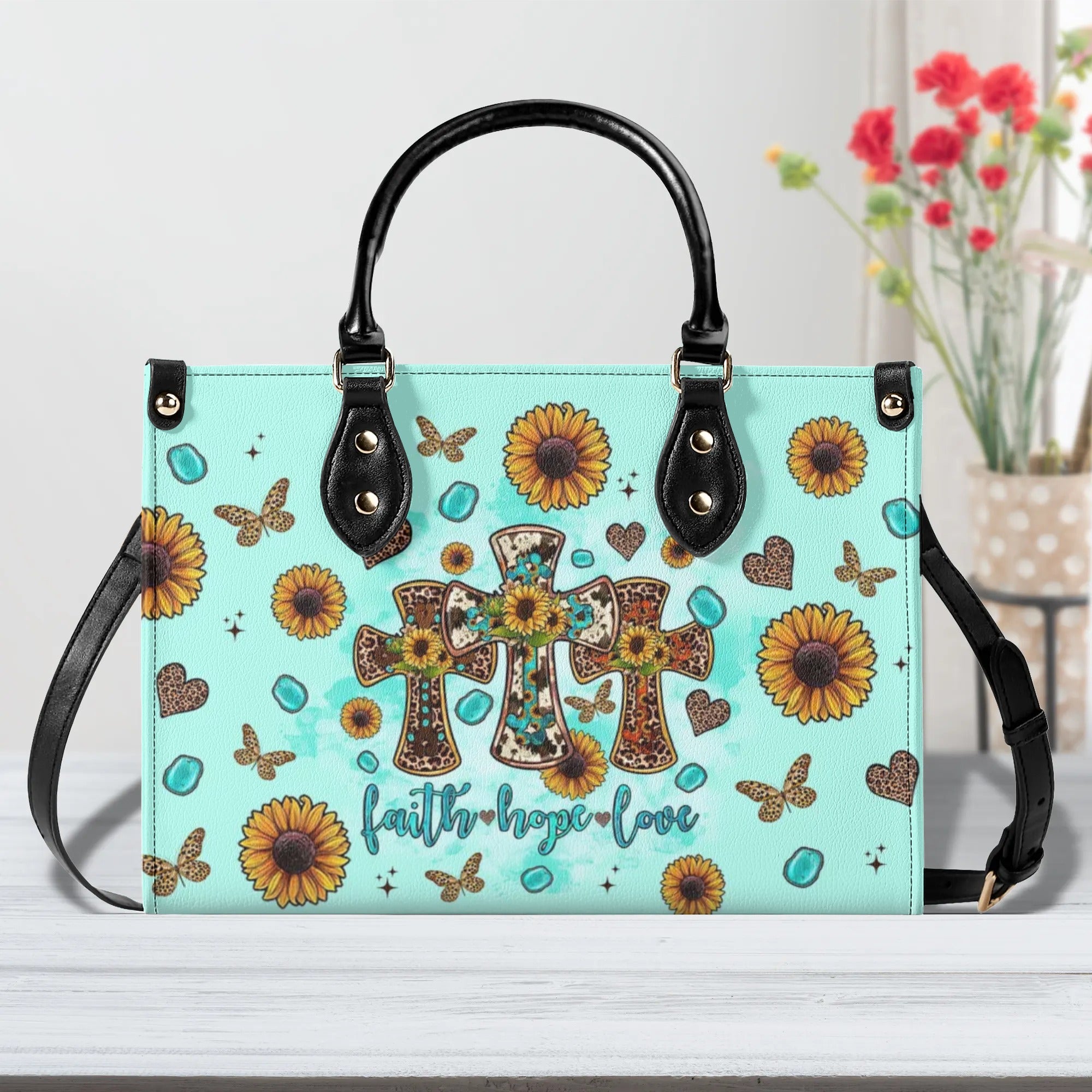 Faith Hope Love Cross Boho Leather Handbag - Tltr2506244
