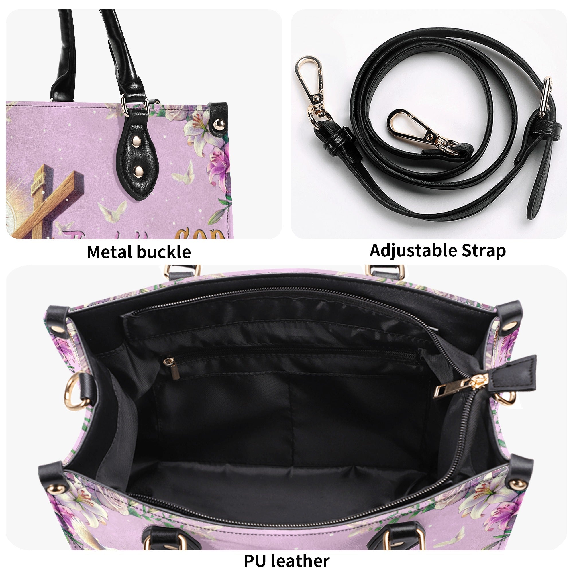 Thank You God Leather Handbag - Tytd1004252
