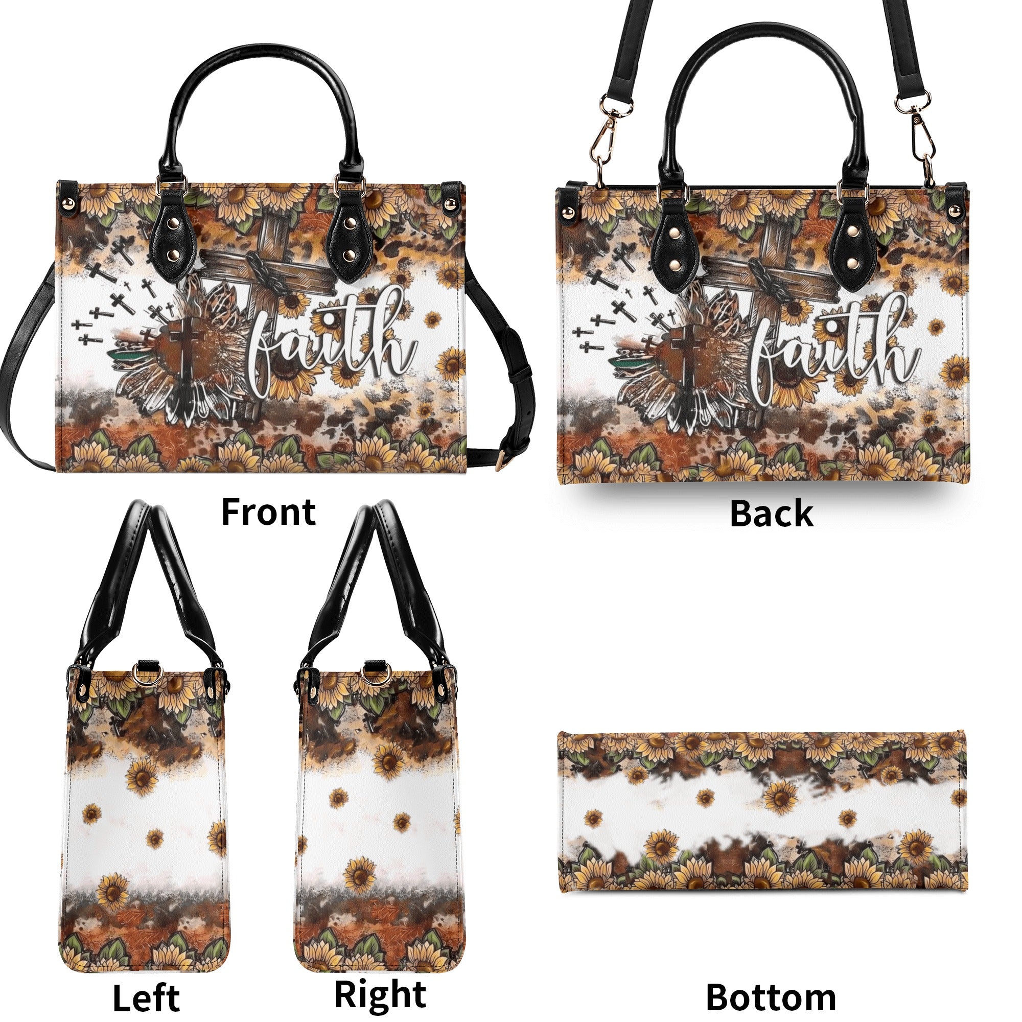 Faith Cross Sunflower Leather Handbag - Yhhn1112245