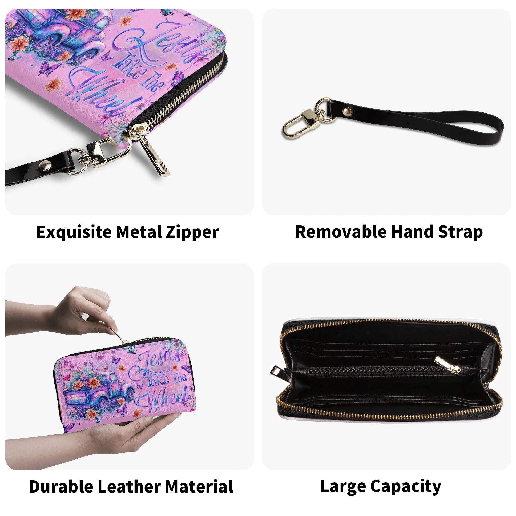 Jesus Take The Wheel Zipper Leather Wallet - Tyqy1806255