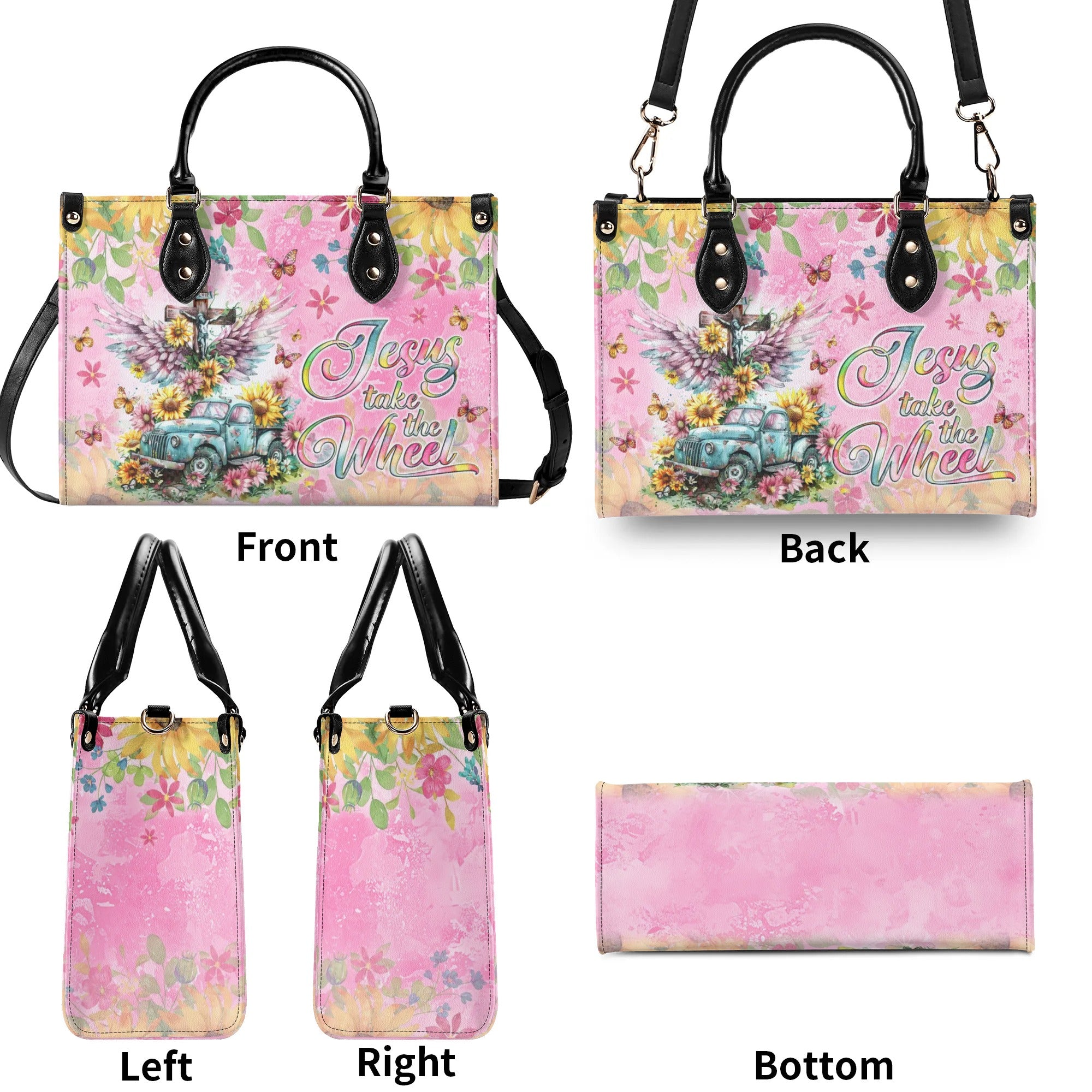 Jesus Take The Wheel Leather Handbag - Tlno3009244