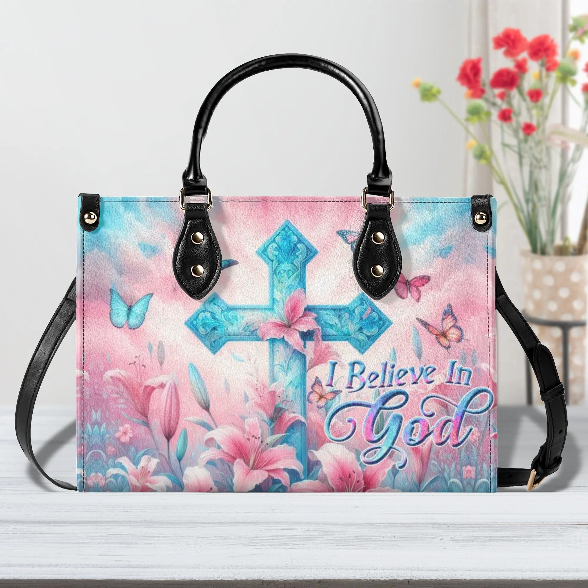 I Believe In God Leather Handbag - Yhdu3105242