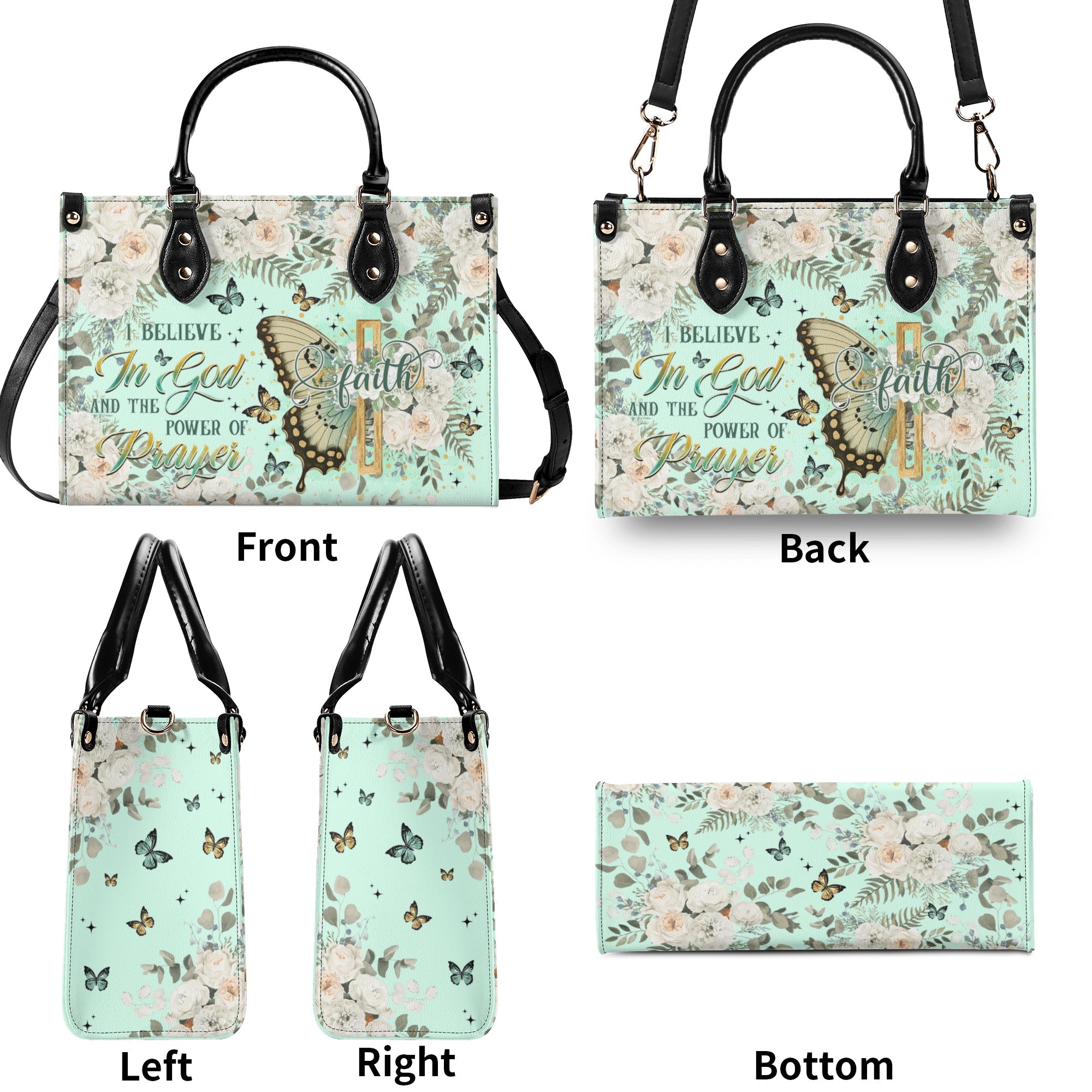I Believe In God Butterfly Leather Handbag  - Tltr2712244