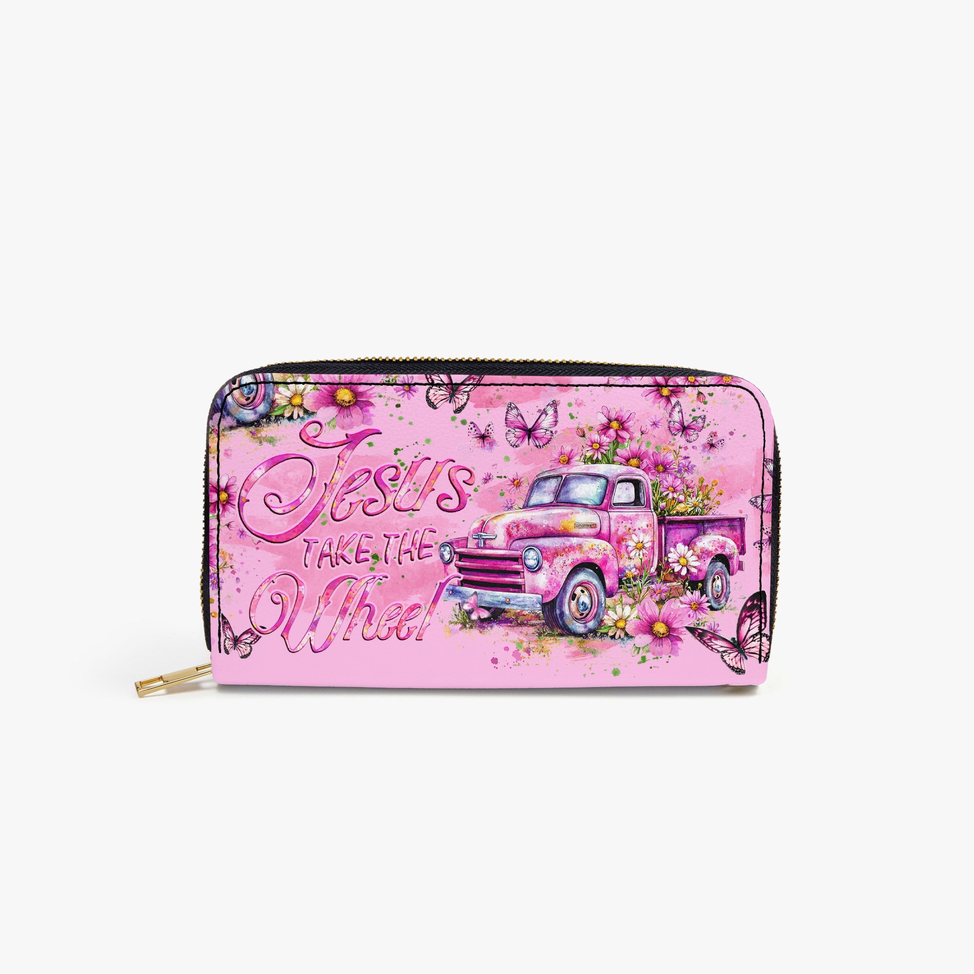 Jesus Take The Wheel Zipper Leather Wallet - Tyqy1604257