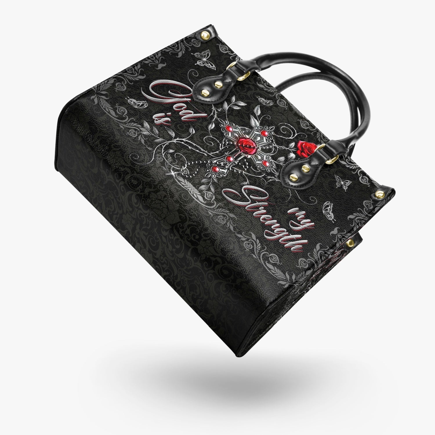 God Is My Strength Leather Handbag - Yhln2803243