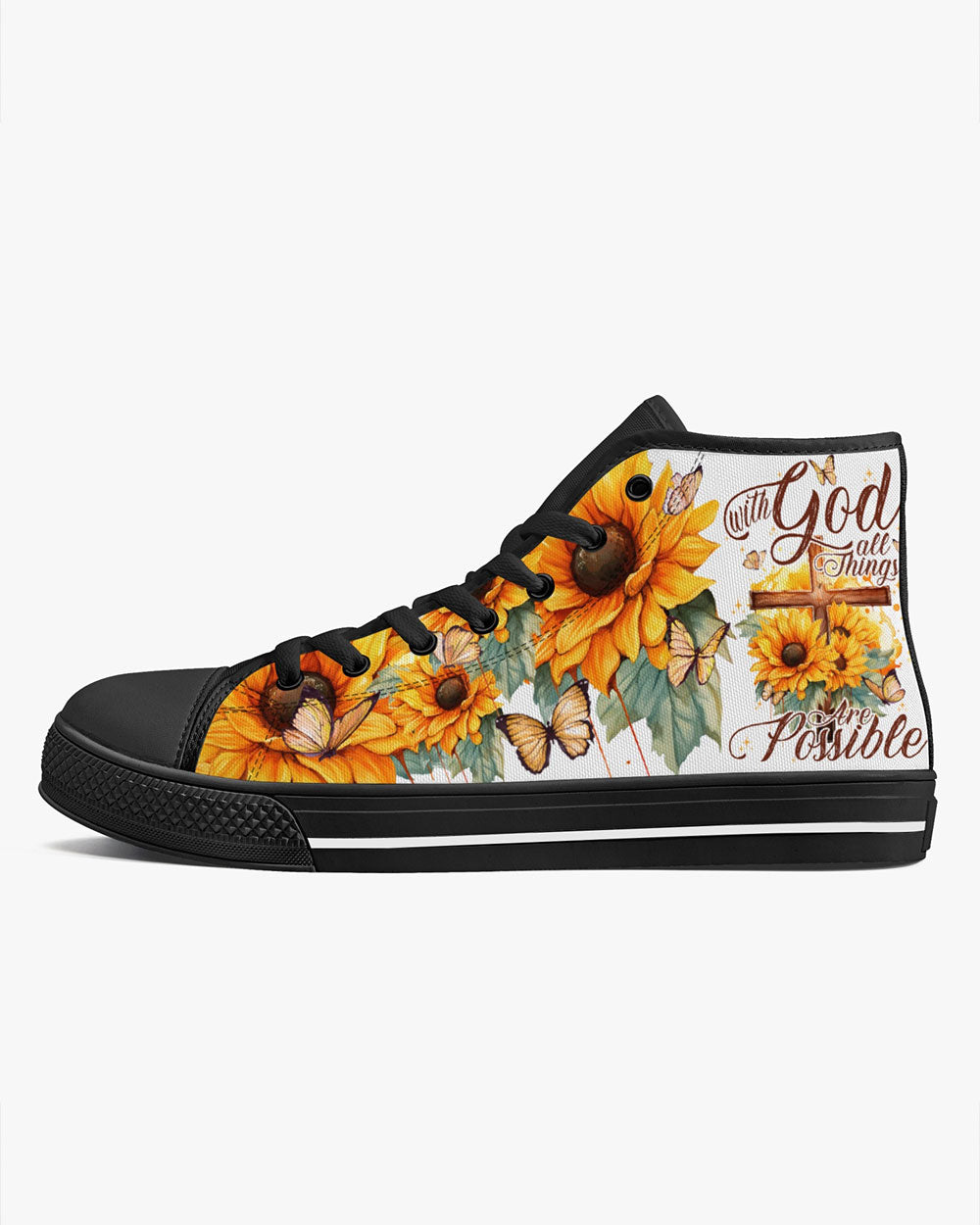 With God All Things Are Possible High Top Canvas Shoes - Tytd2606231