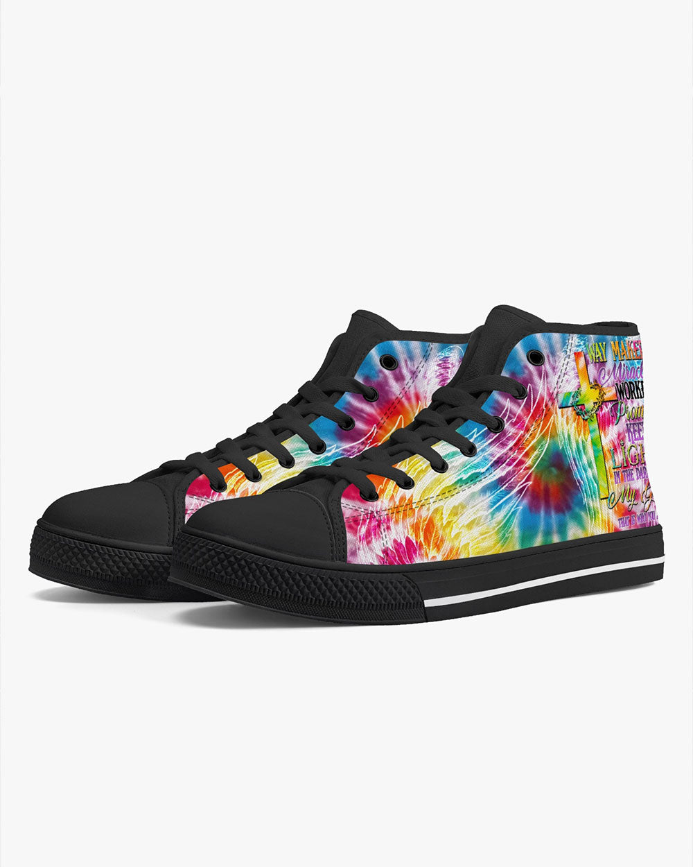 Promise Keeper Light In The Darkness Tie Dye High Top Canvas Shoes - Tytd2606232