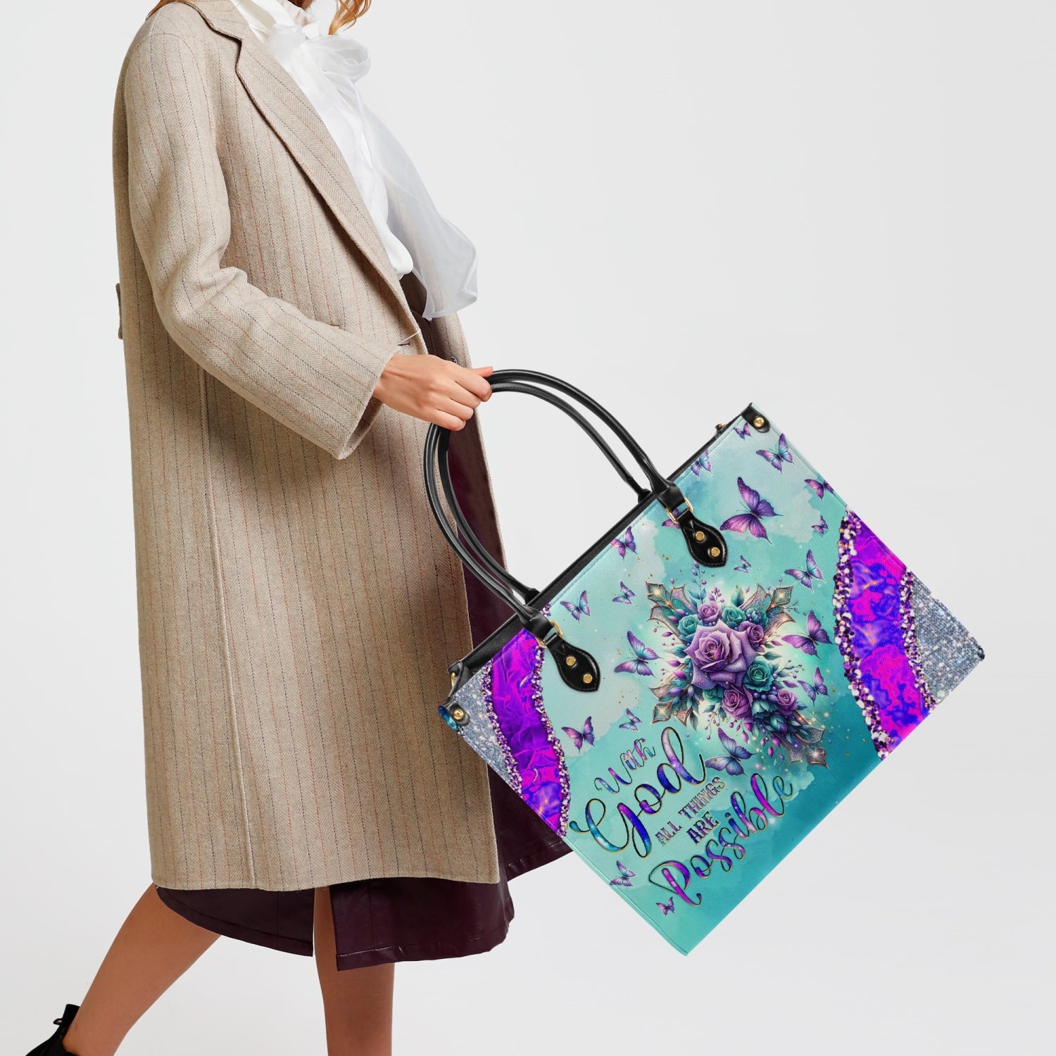 With God All Things Are Possible Leather Handbag - Tlnz0304242
