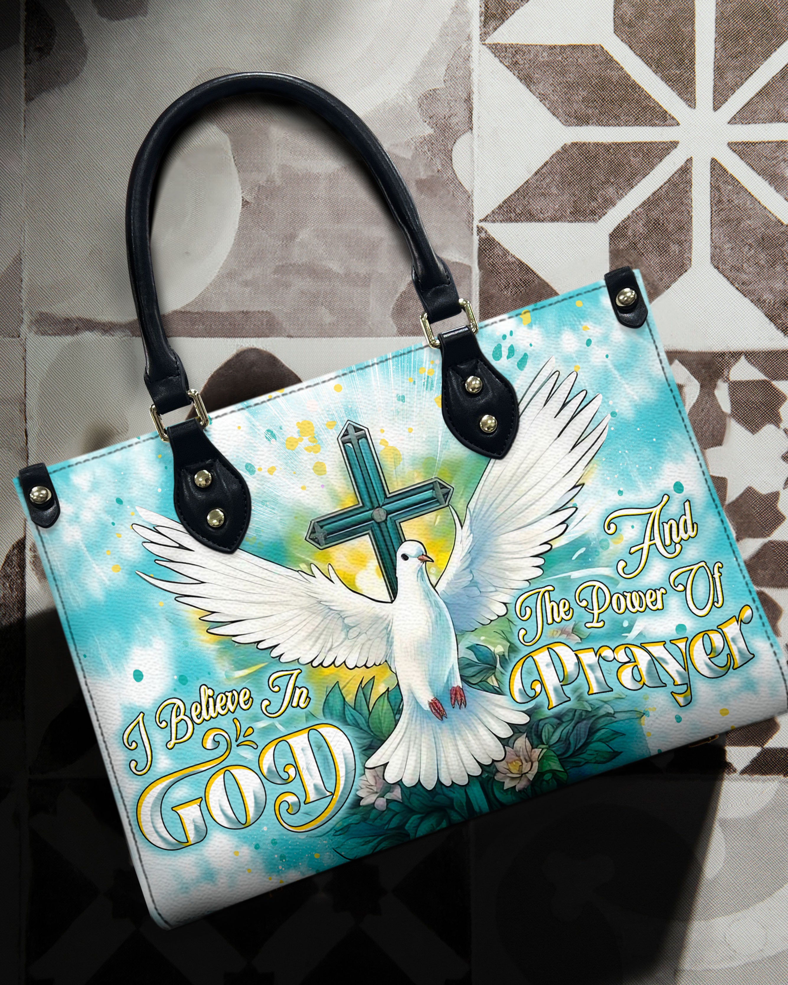 I Believe In God Leather Handbag - Yhdu2607243