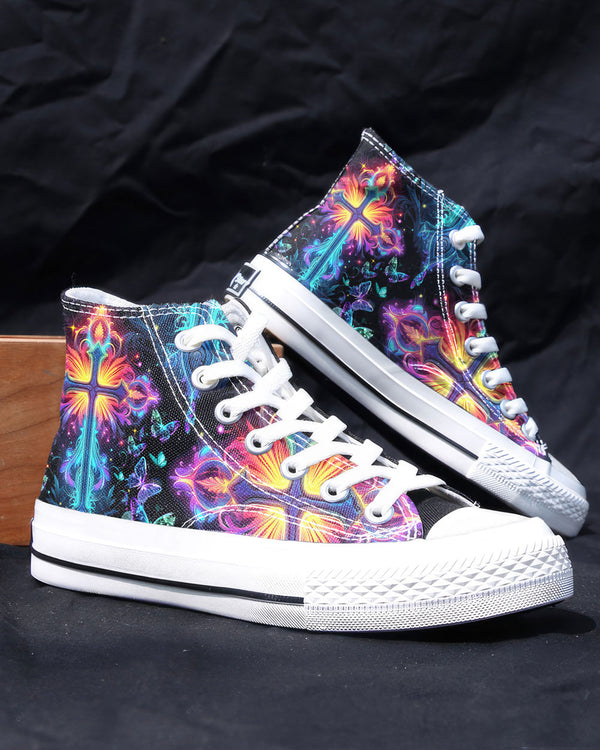 Faith Is Seeing Light With Your Heart High Top Canvas Shoes - Tytm3006235