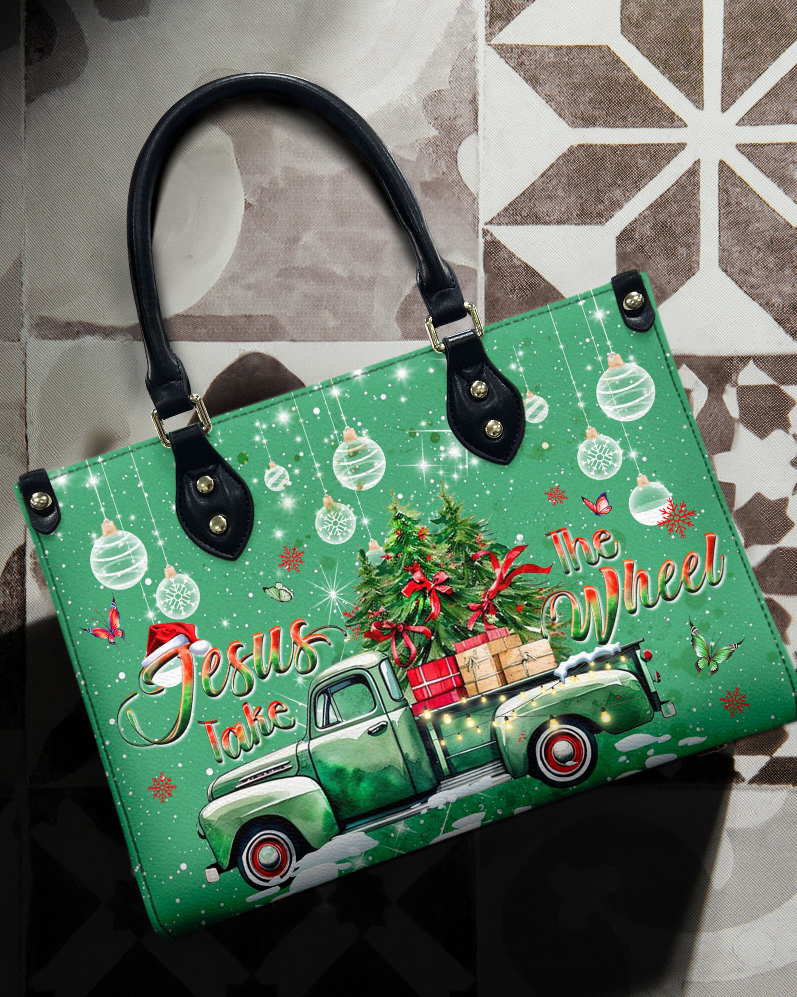 Jesus Take The Wheel Christmas Leather Handbag - Yhdu0710244