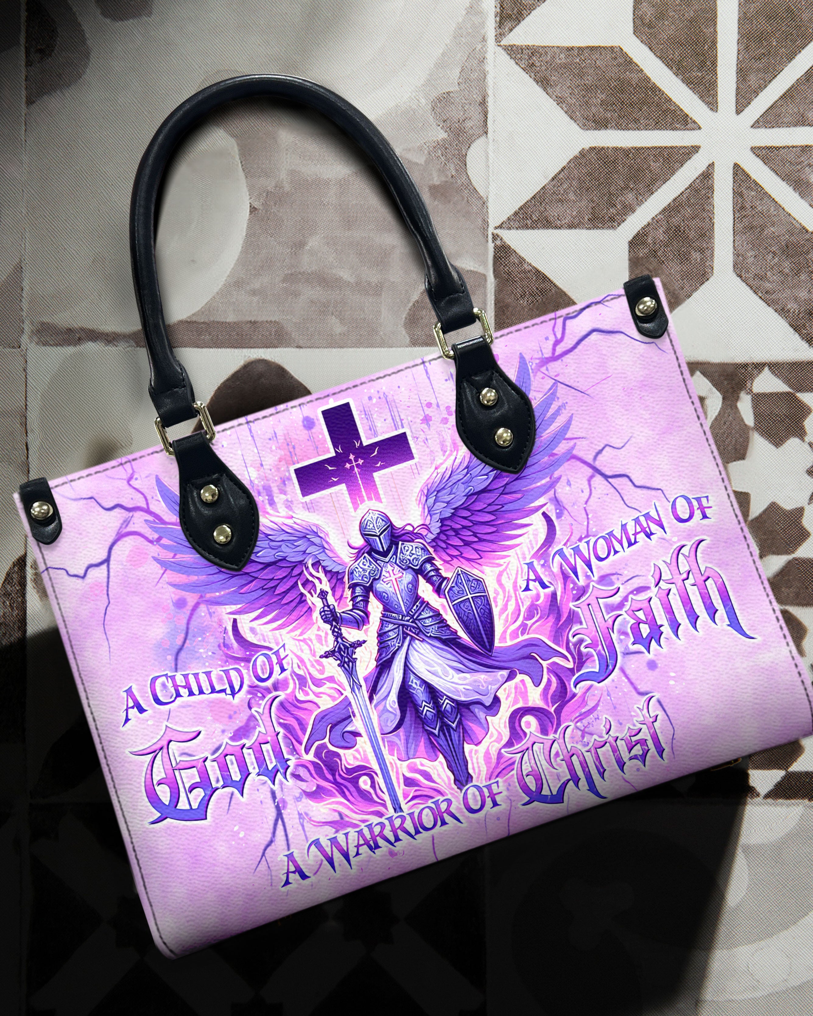 A Child Of God A Woman Of Faith Leather Handbag - Yhdu0807243