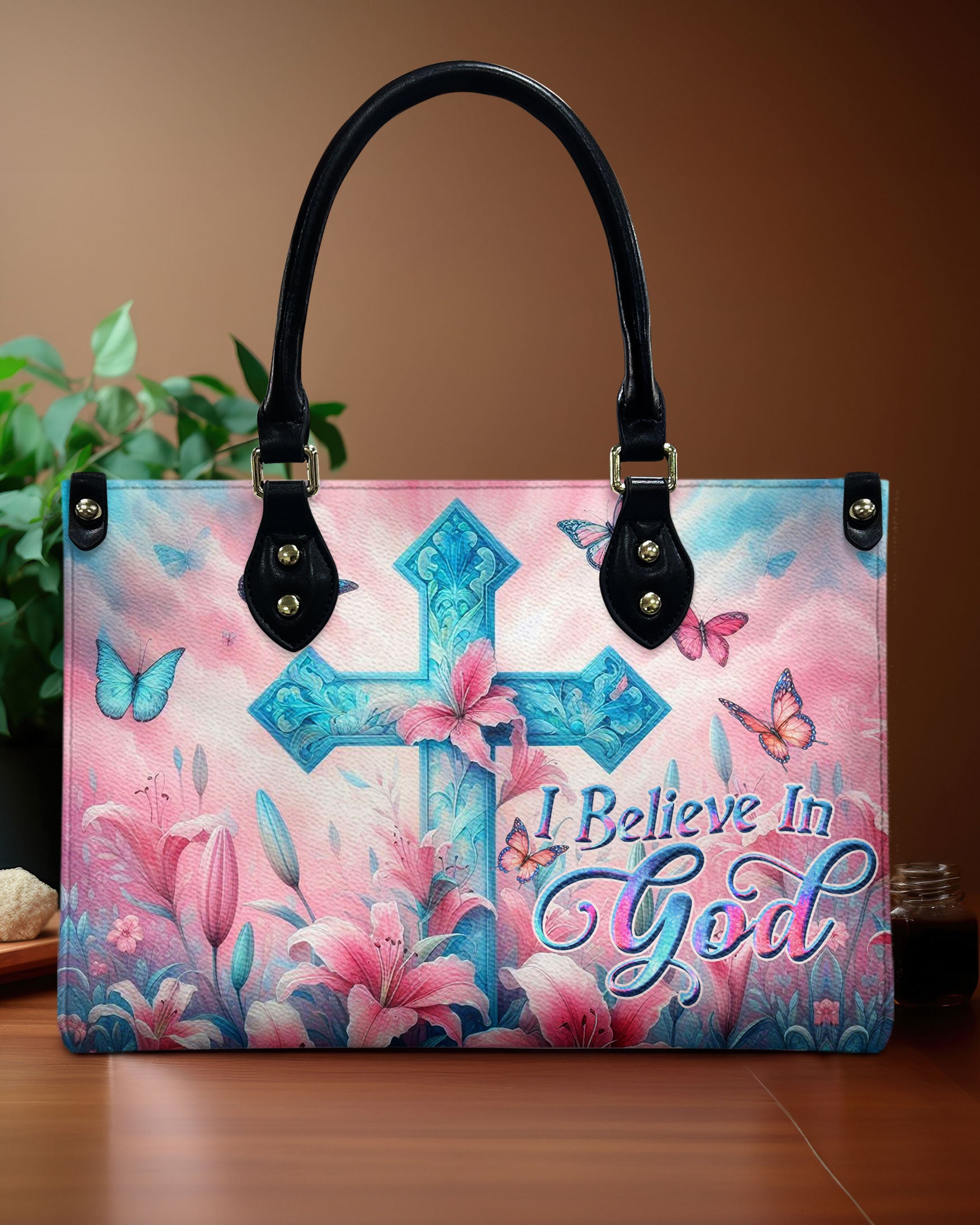 I Believe In God Leather Handbag - Yhdu3105242
