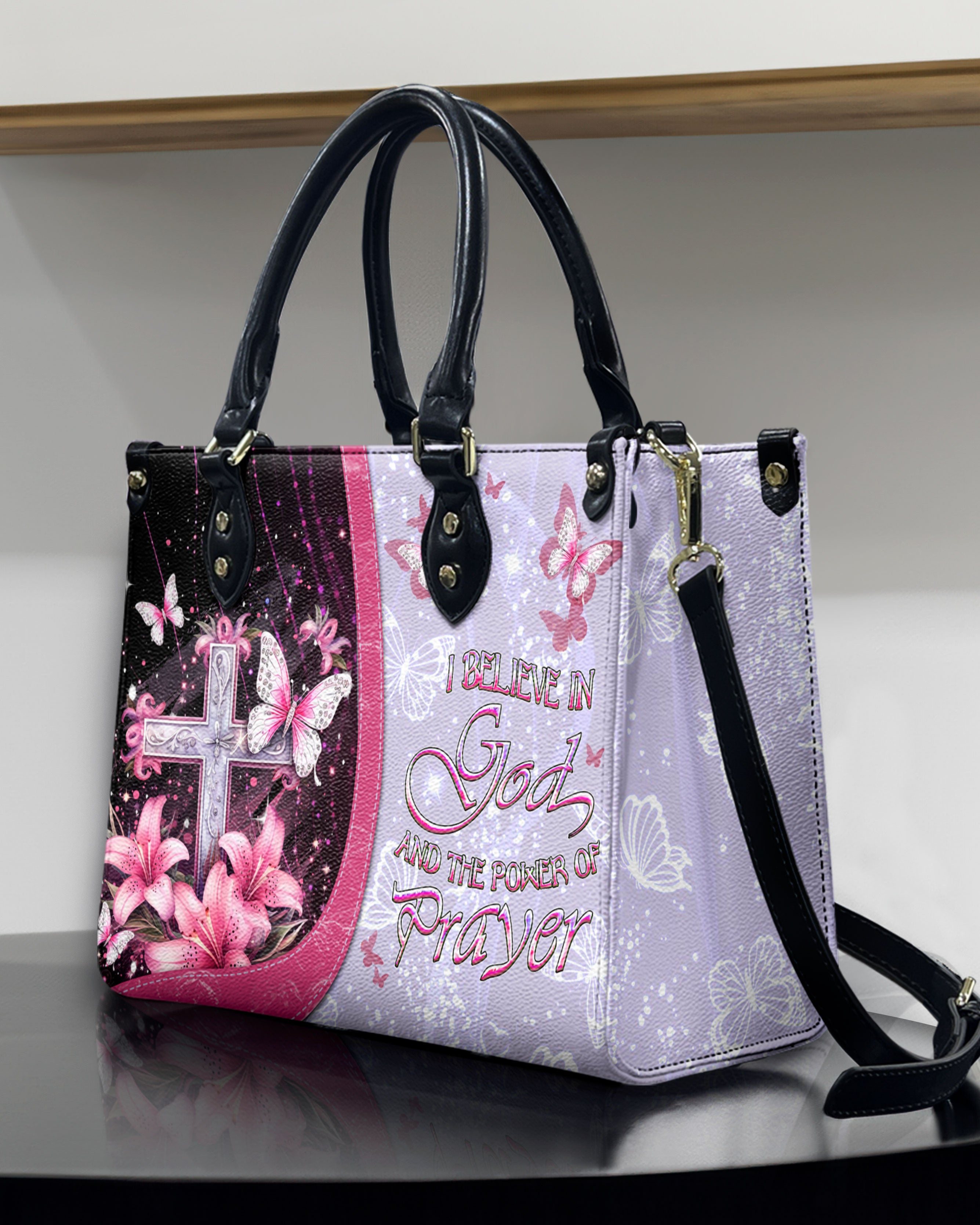 I Believe In God Leather Handbag - Yhdu2503244