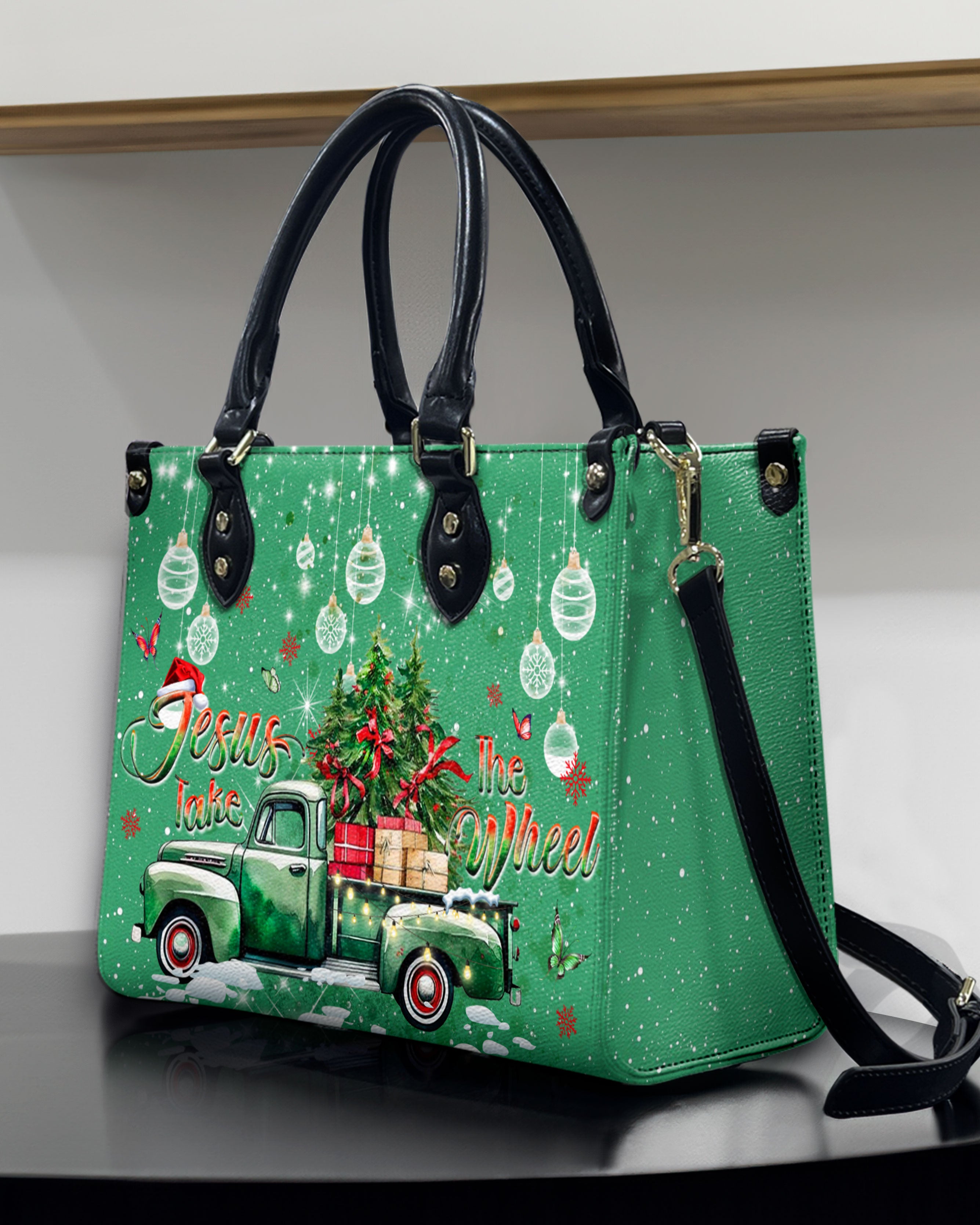 Jesus Take The Wheel Christmas Leather Handbag - Yhdu0710244