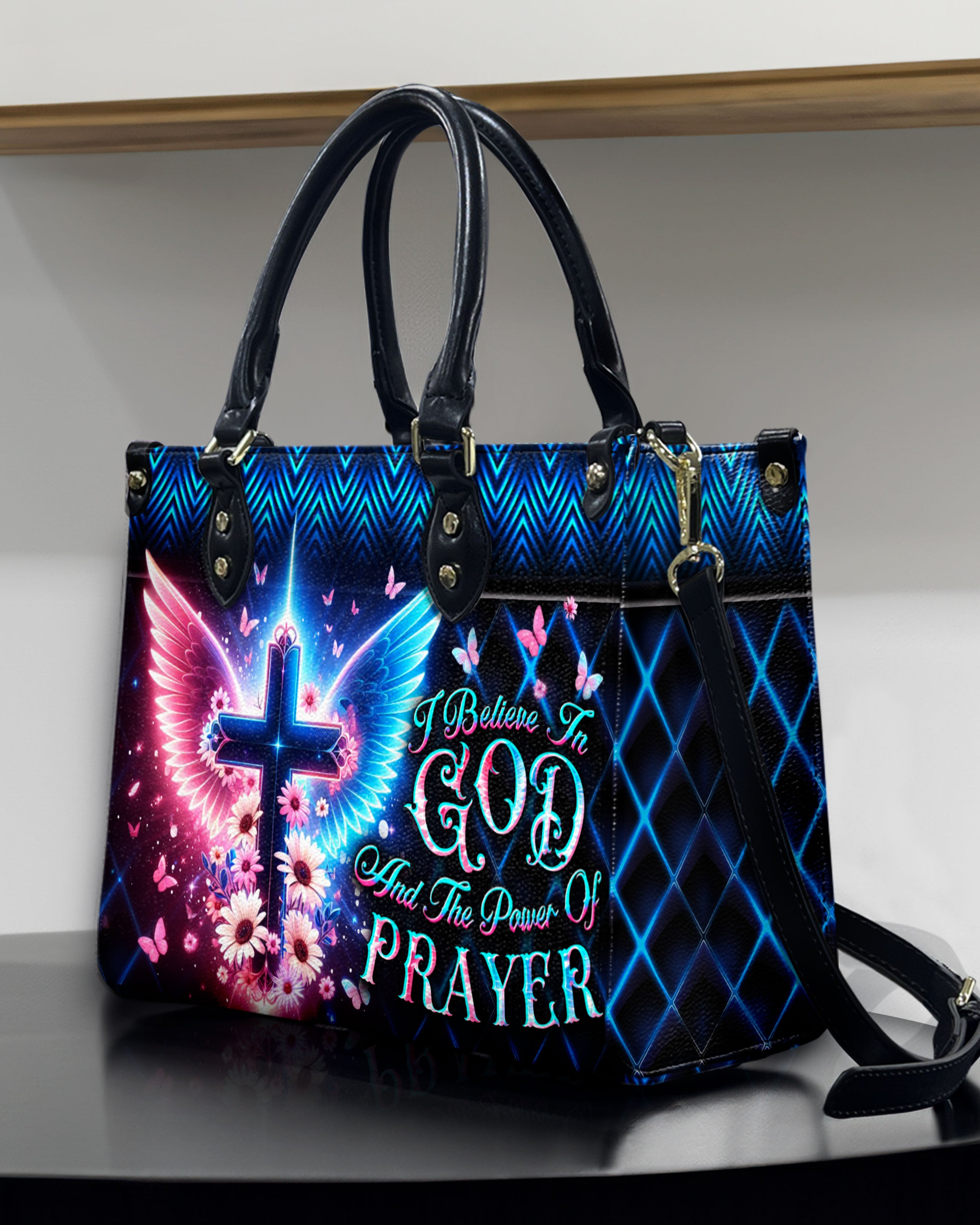 I Believe In God Leather Handbag - Yhdu1010244