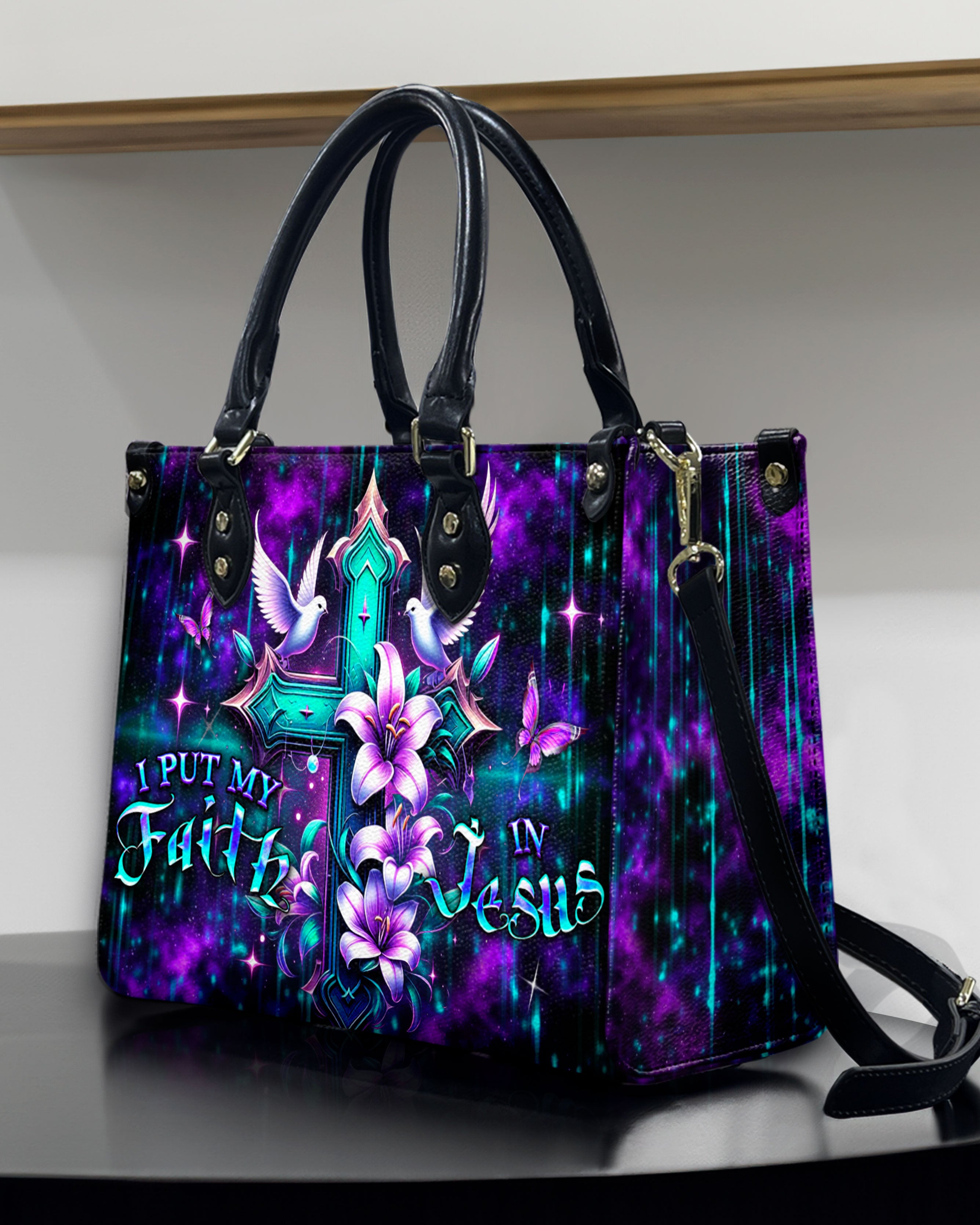 I Put My Faith In Jesus Leather Handbag - Yhdu0410245