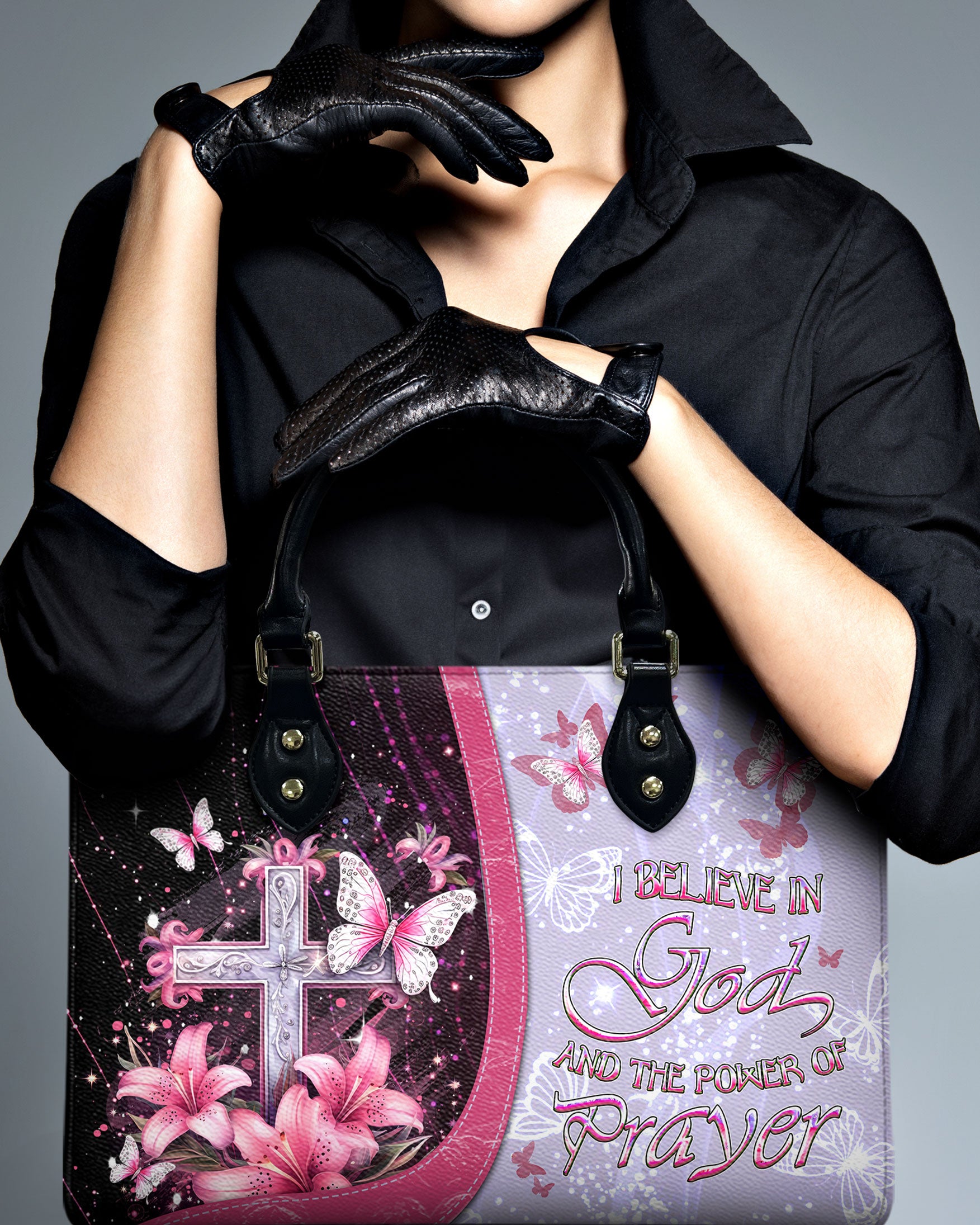 I Believe In God Leather Handbag - Yhdu2503244