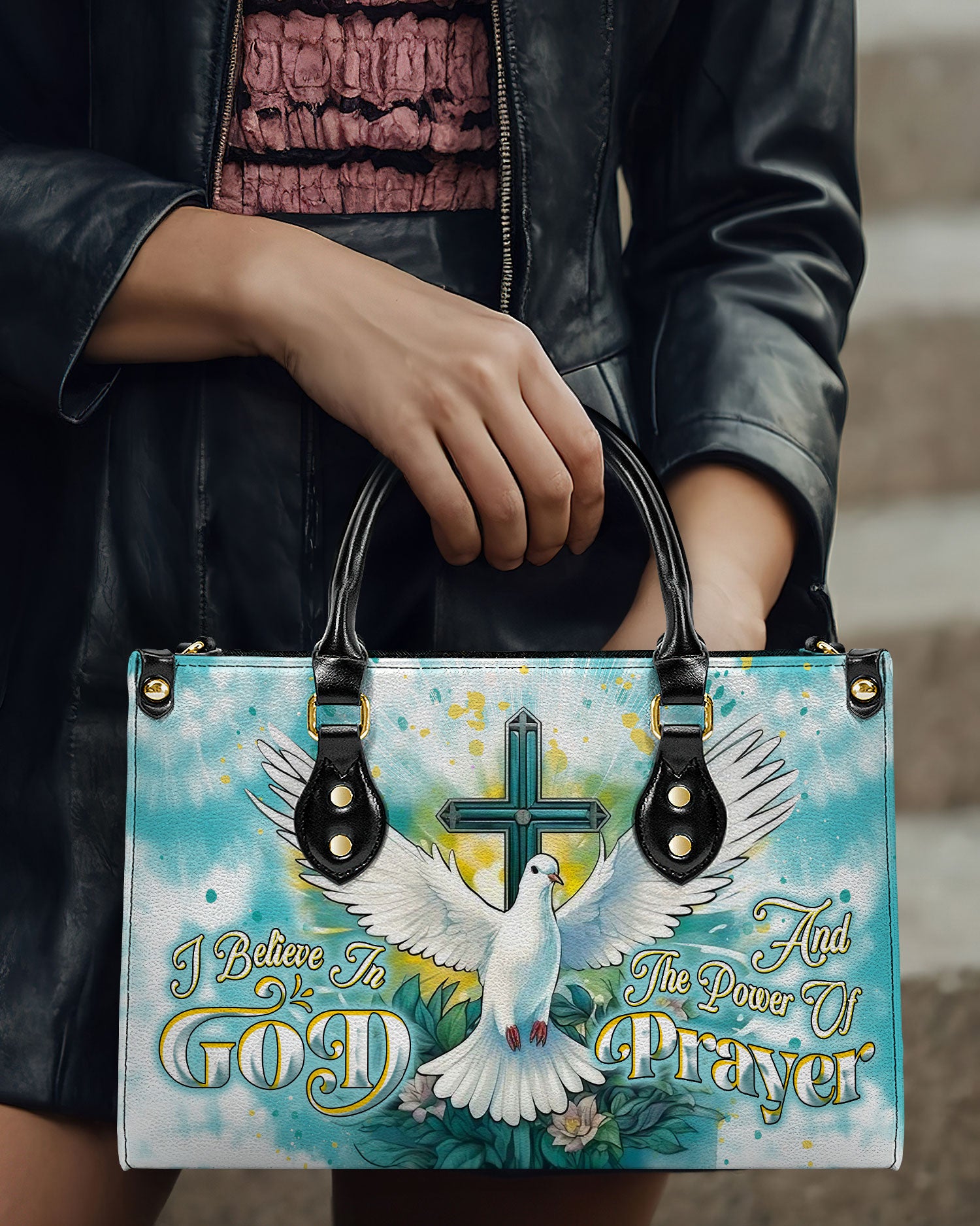 I Believe In God Leather Handbag - Yhdu2607243