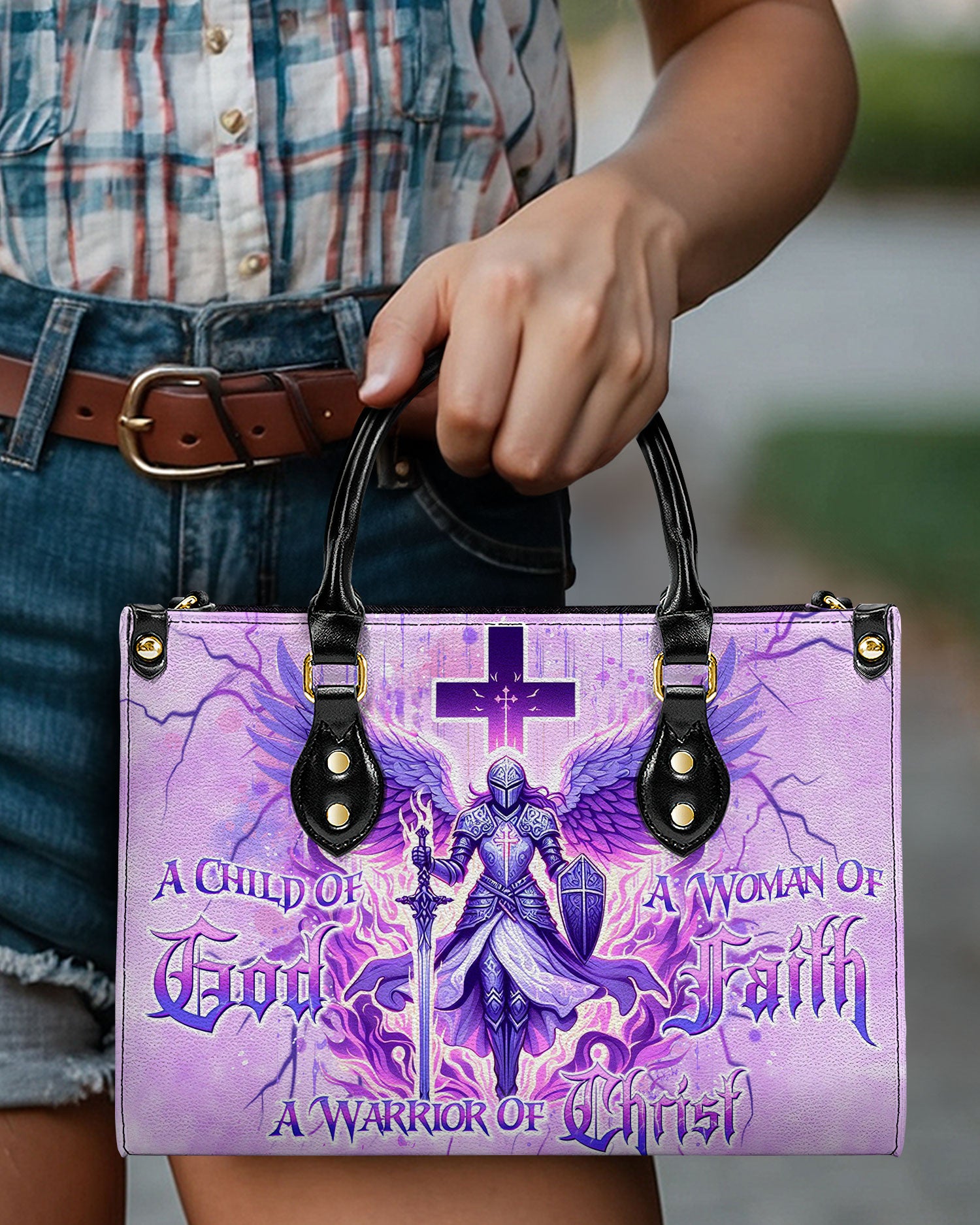 A Child Of God A Woman Of Faith Leather Handbag - Yhdu0807243