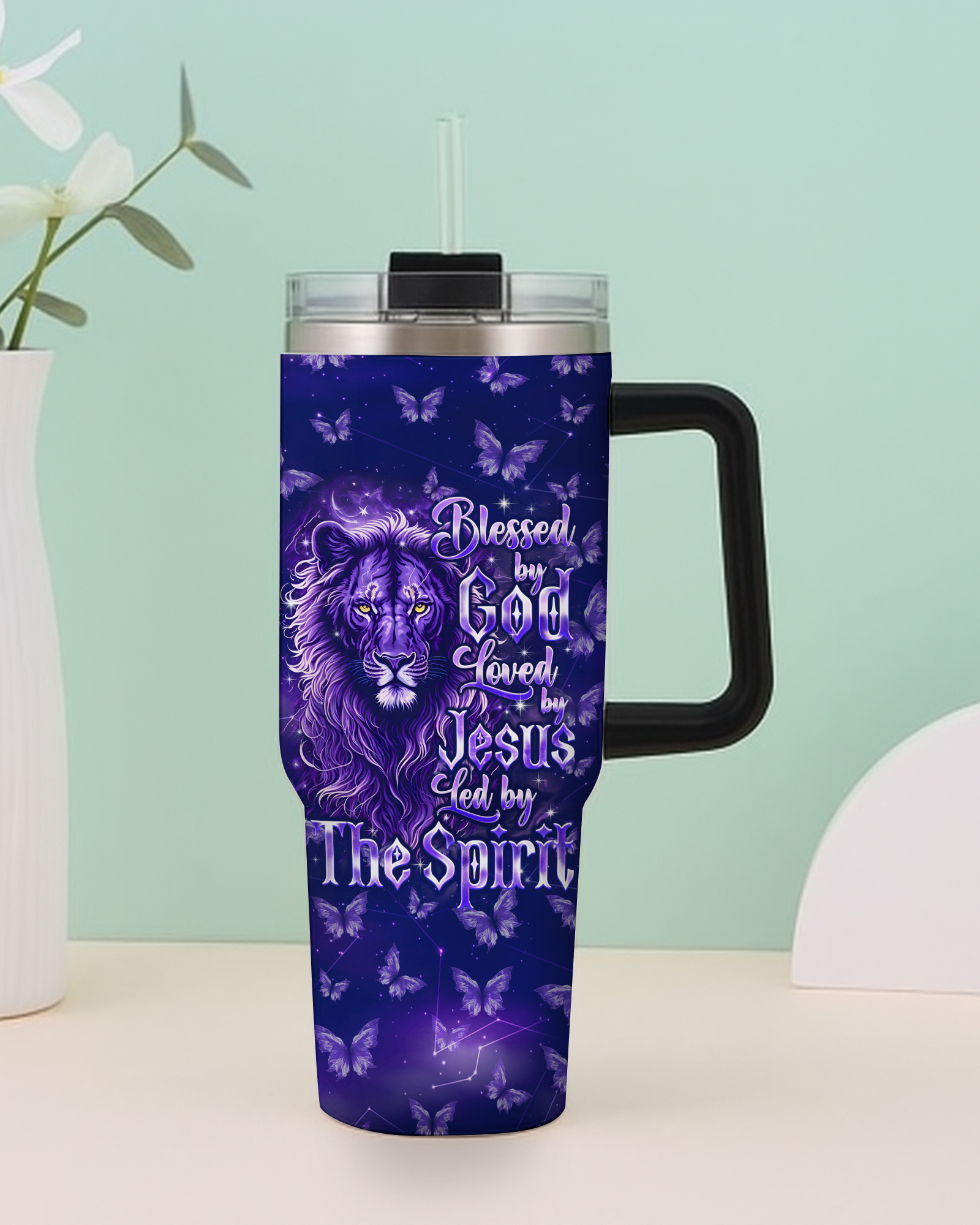 Blessed By God Loved By Jesus Lion Tumbler - Tyqy23082512