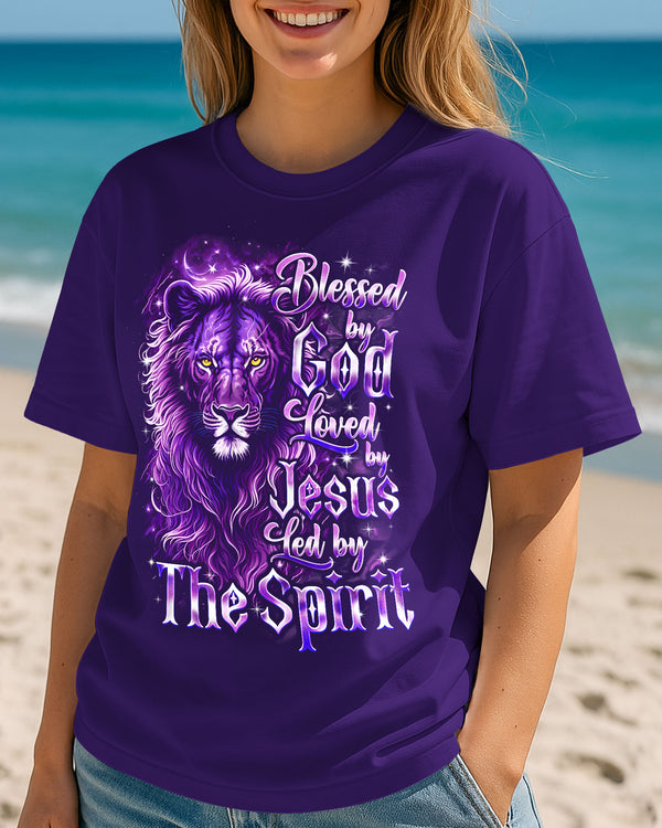 Blessed By God Loved By Jesus Lion Cotton Shirt - Tyqy2308258