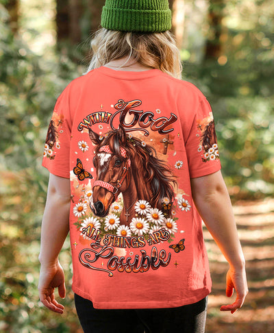 With God All Things Are Possible Horse Women's All Over Print Shirt   - Tlhg0207263