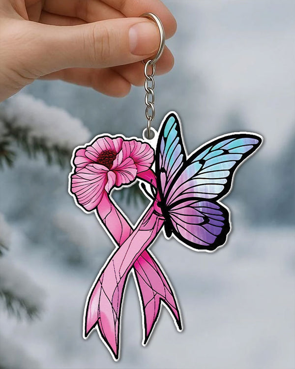 Breast Cancer Awareness Butterfly Ornament & Keychain - Yhln1308255