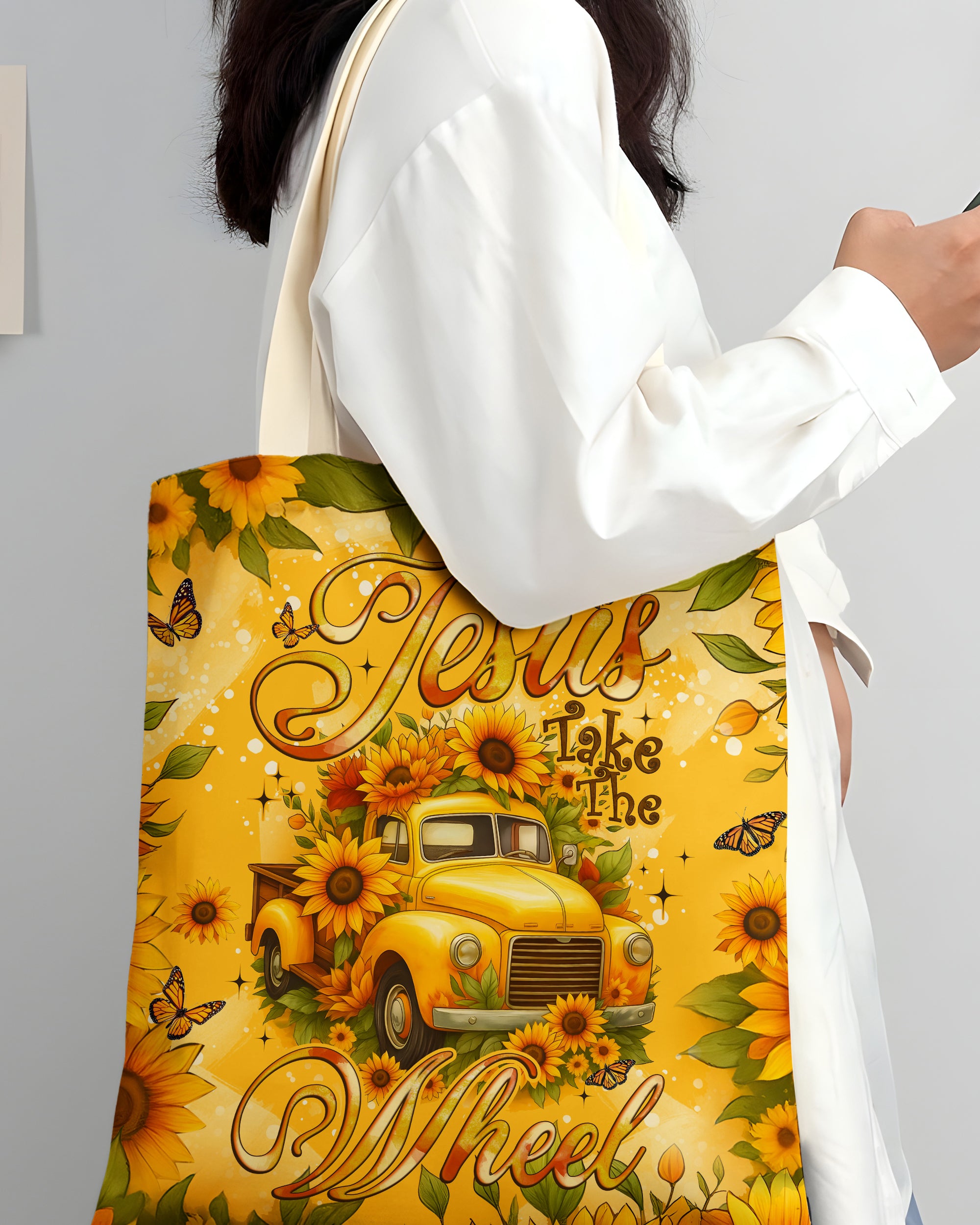 Jesus Take The Wheel Sunflowers Tote Bag - Tyqy2308252