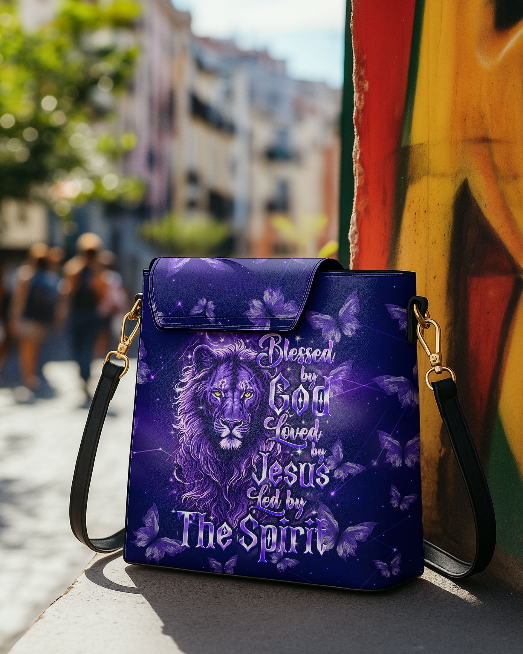 Blessed By God Loved By Jesus Lion Leather Tumbler Storage Bag - Tyqy23082511