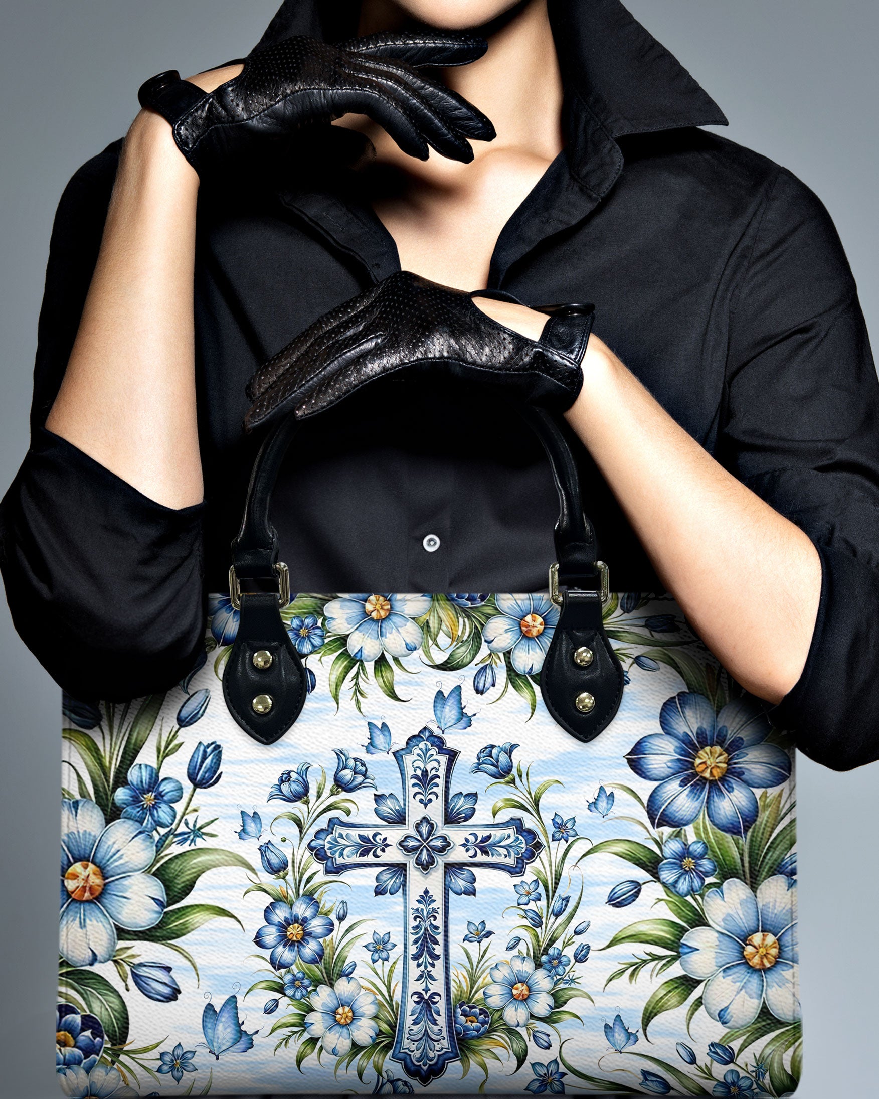 Cross Flower Leather Handbag - Tlnt1807244