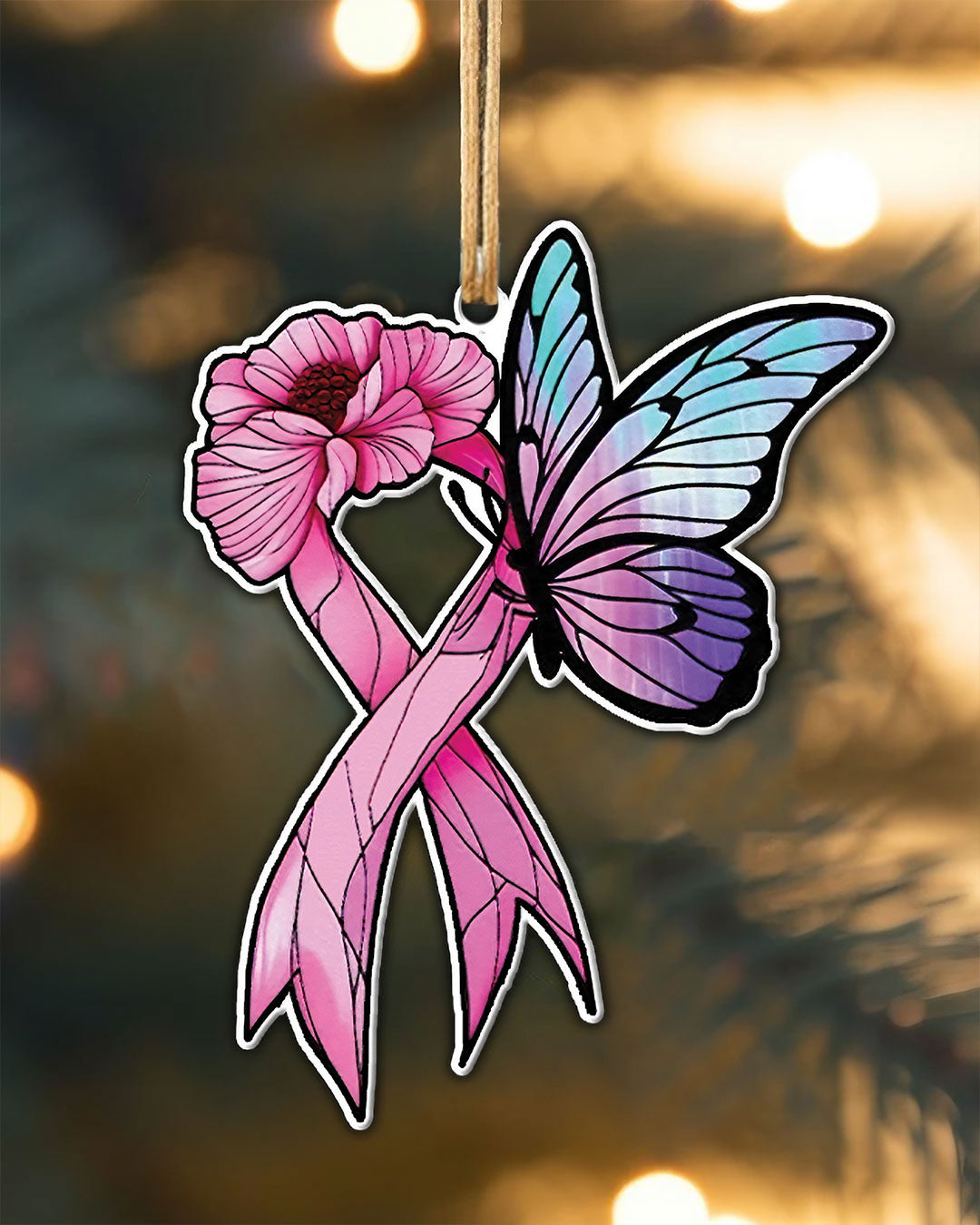 Breast Cancer Awareness Butterfly Ornament & Keychain - Yhln1308255