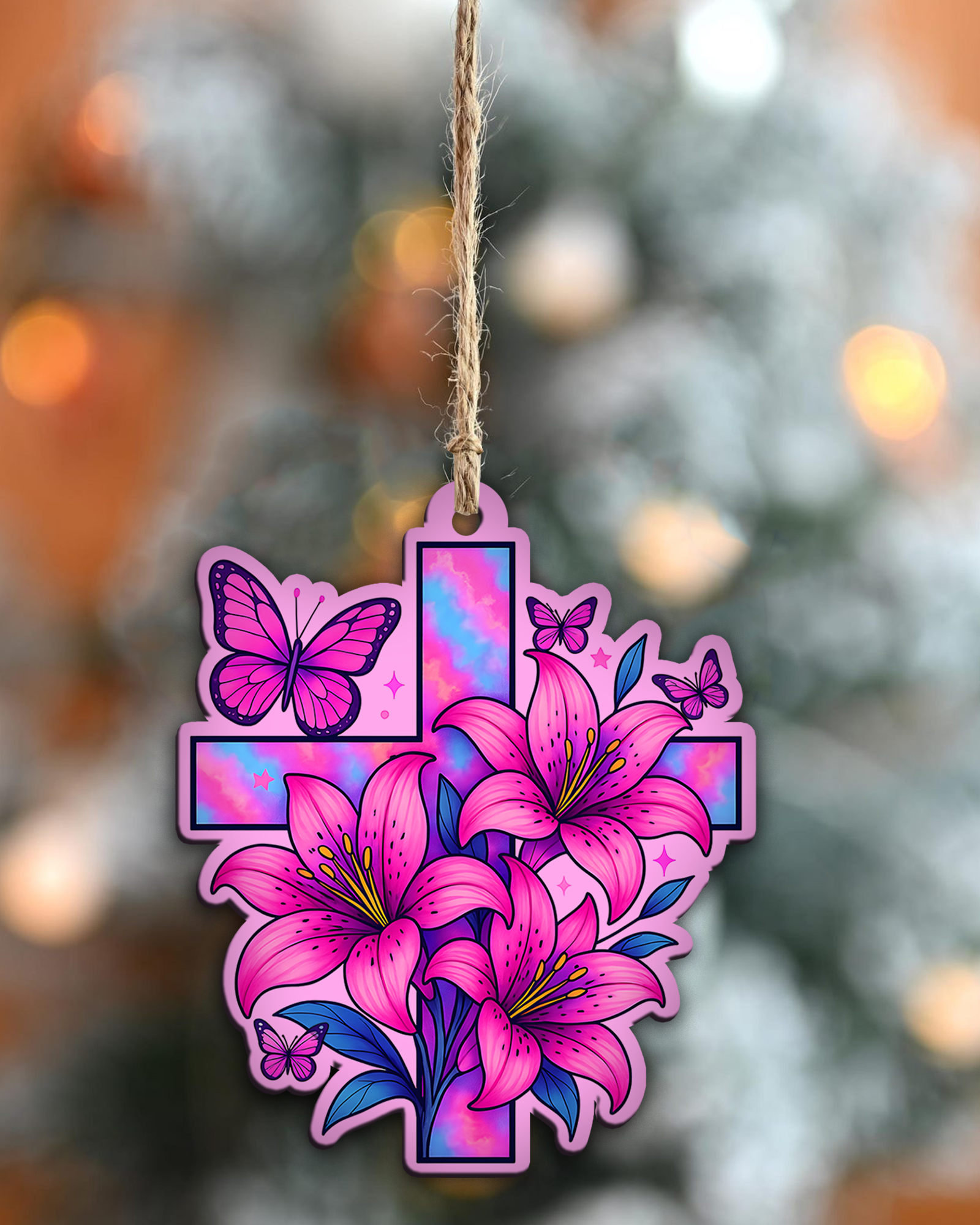 Cross And Lilies Ornament & Keychain - Tyqy2208254