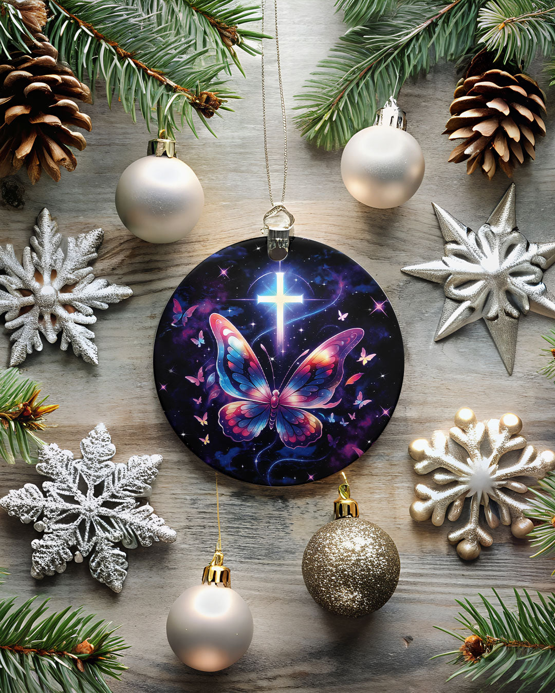 Glowing Butterfly Cross Ornament & Keychain - Yhhg1809255