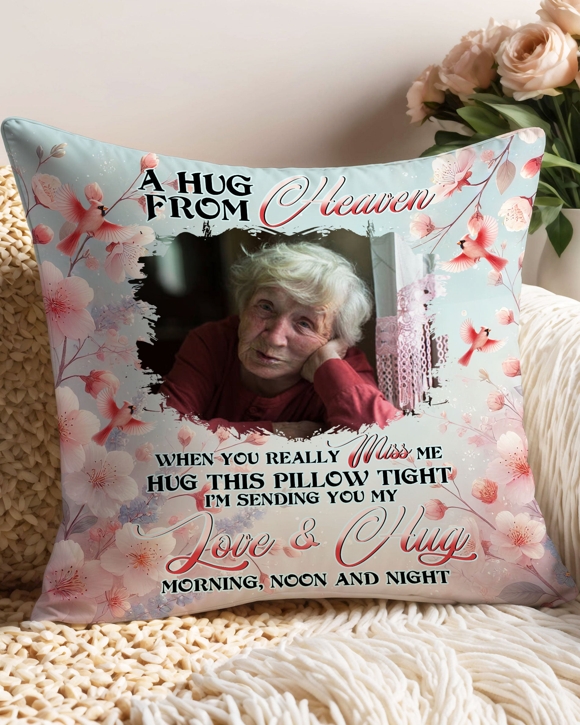 Personalized A Hug From Heaven Cardinal Pillow  - Tlnz1302254