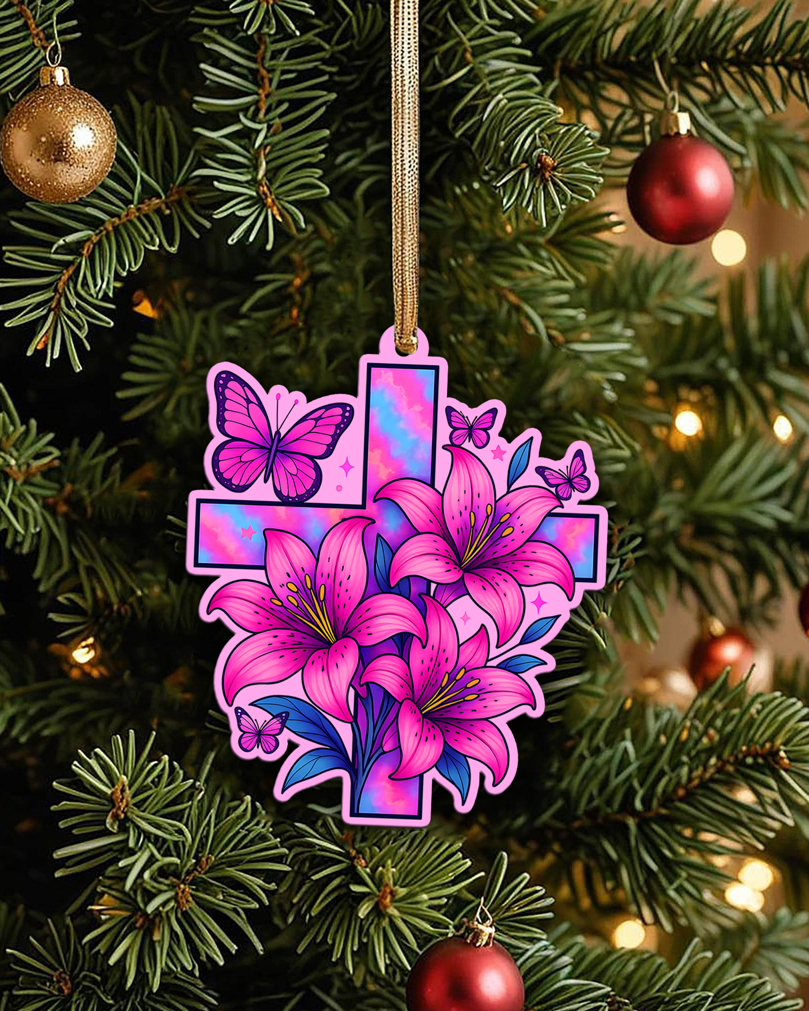Cross And Lilies Ornament & Keychain - Tyqy2208254