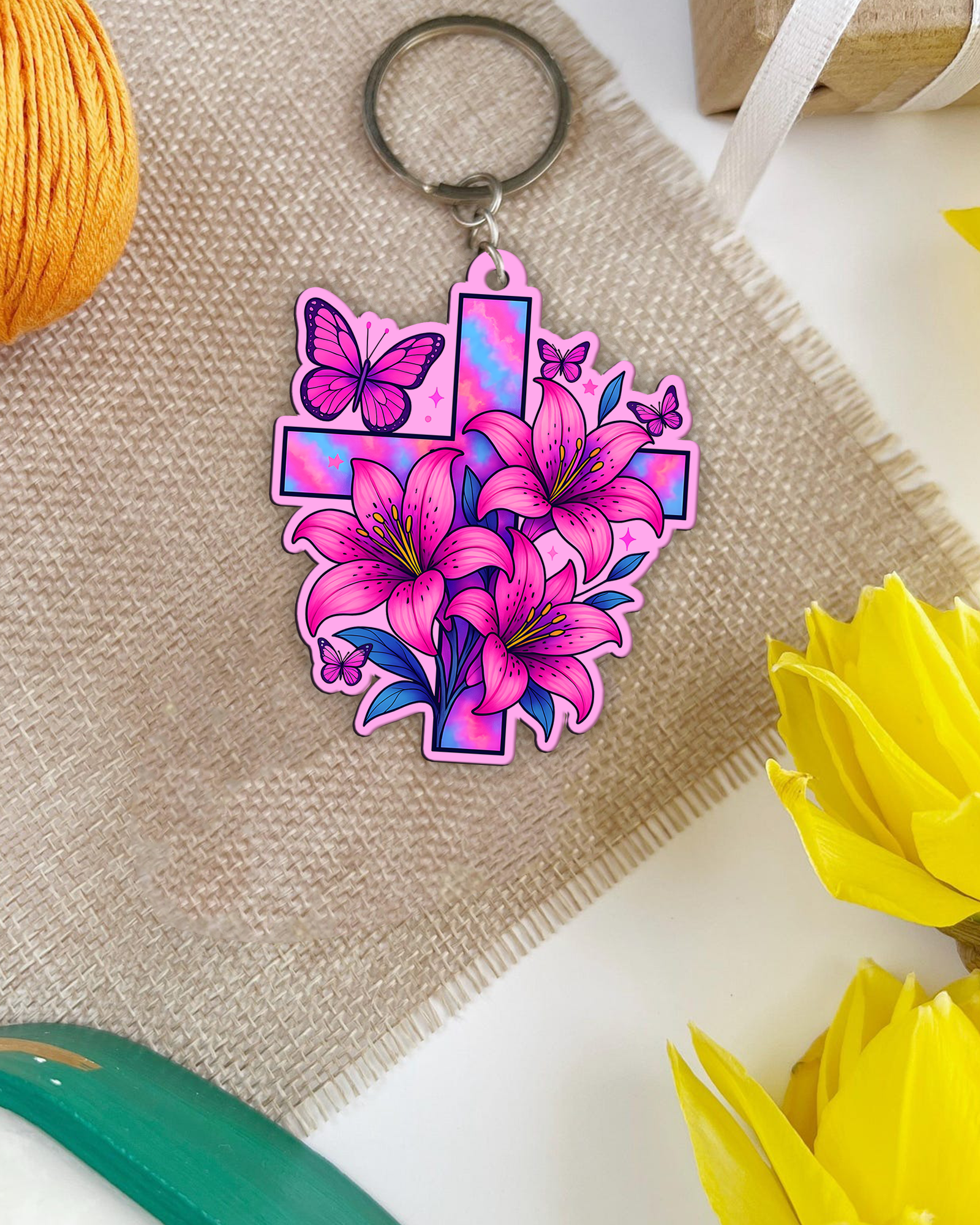 Cross And Lilies Ornament & Keychain - Tyqy2208254
