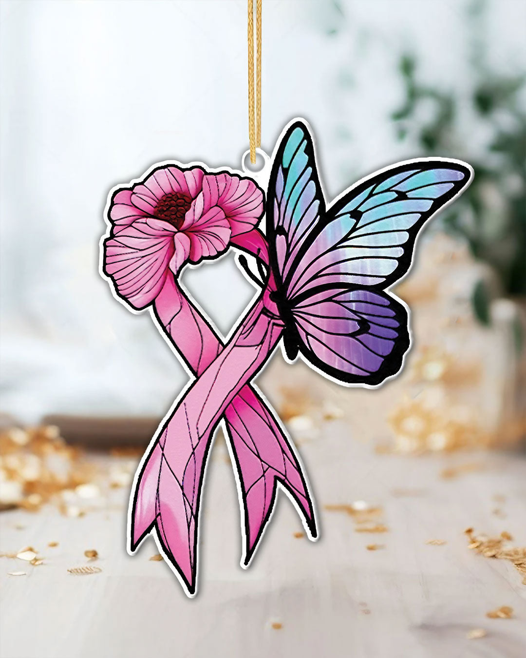 Breast Cancer Awareness Butterfly Ornament & Keychain - Yhln1308255