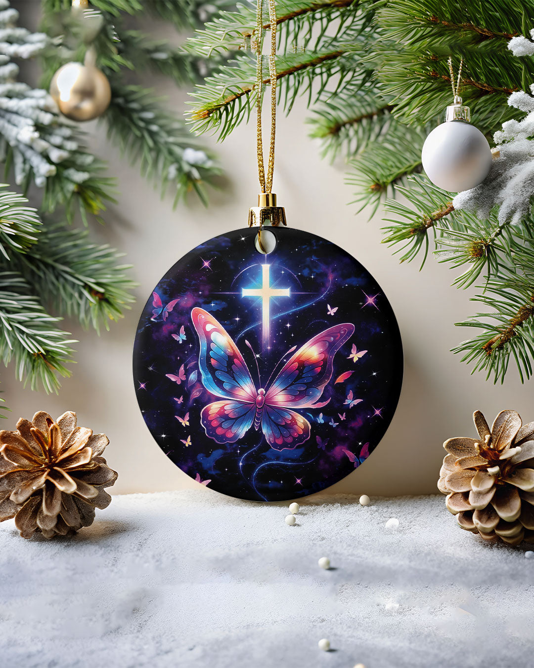 Glowing Butterfly Cross Ornament & Keychain - Yhhg1809255