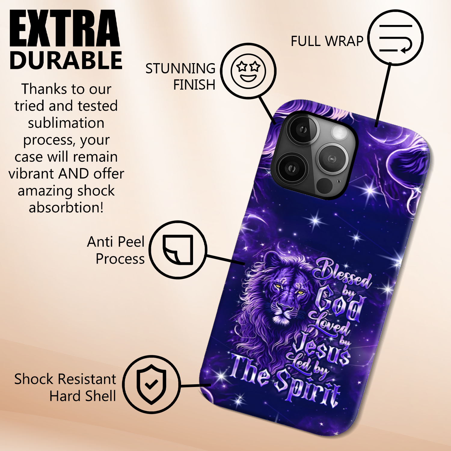 Blessed By God Loved By Jesus Lion Phone Case - Tyqy2308257