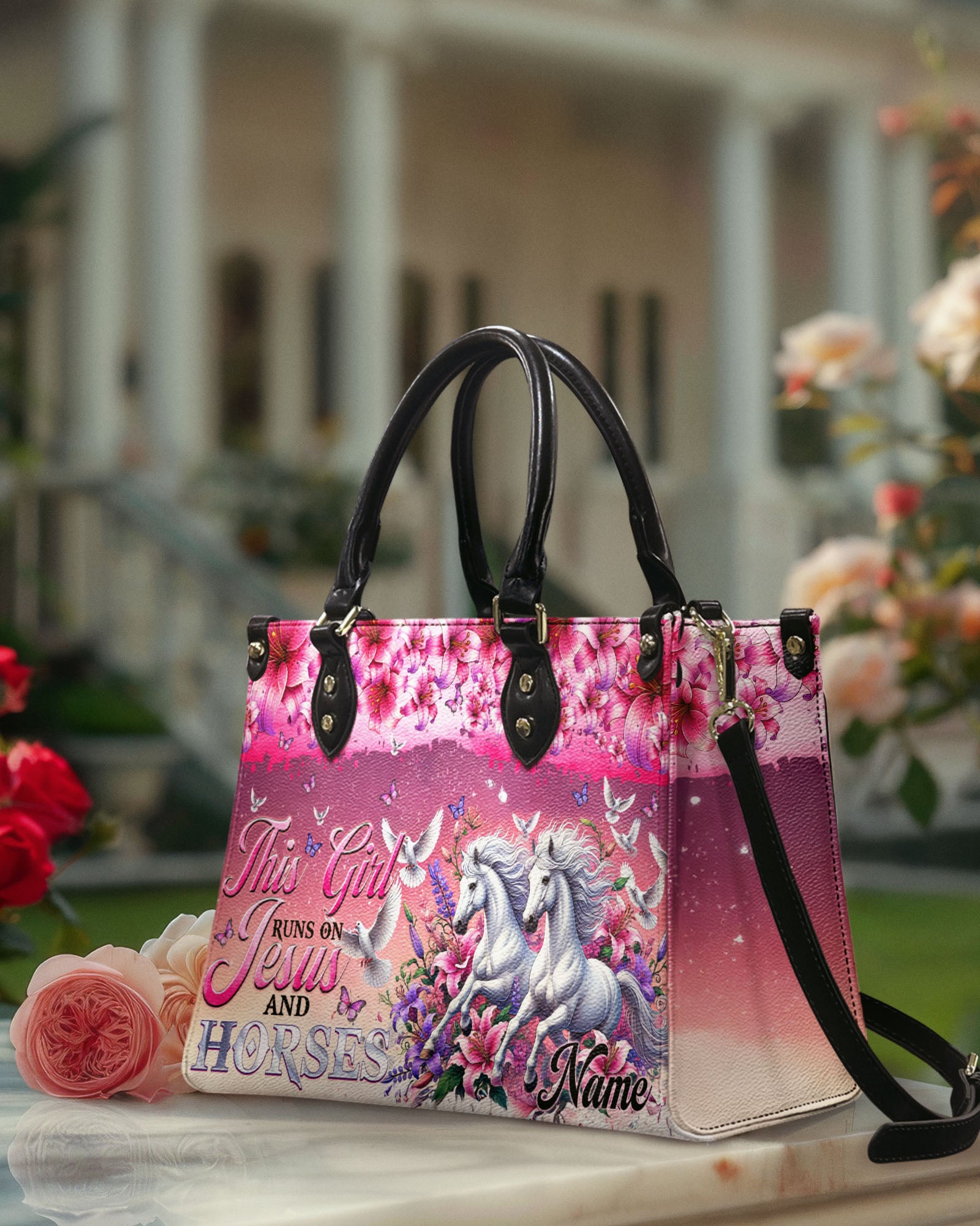 This Girl Runs On Jesus And Horses Leather Handbag - Tytm1903254