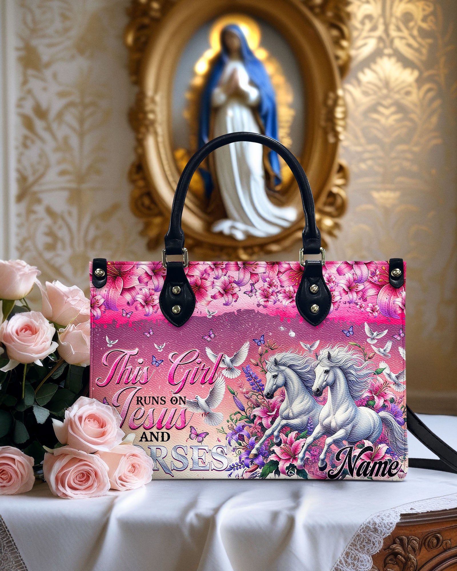 This Girl Runs On Jesus And Horses Leather Handbag - Tytm1903254