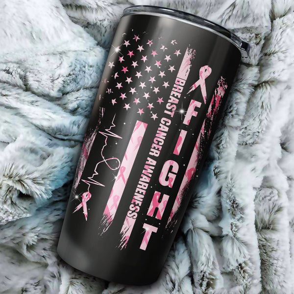 Fight Flag Breast Cancer Awareness Tumbler - Lahn0609212ki