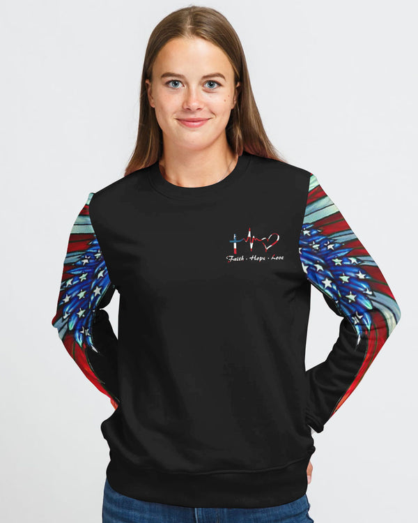 One Nation Under God Eagle With America Flag Women's Christian Sweatshirt