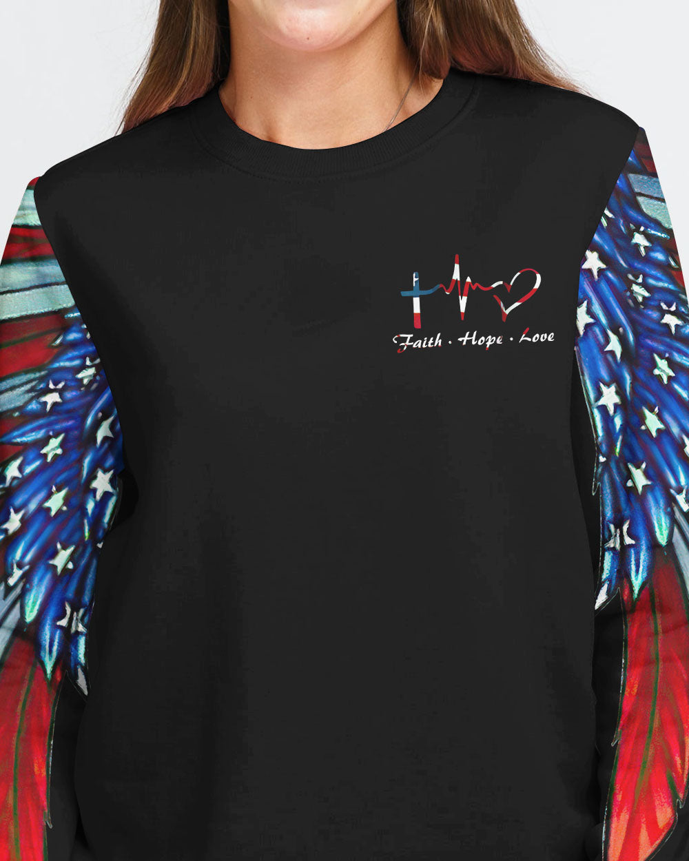 One Nation Under God Eagle With America Flag Women's Christian Sweatshirt