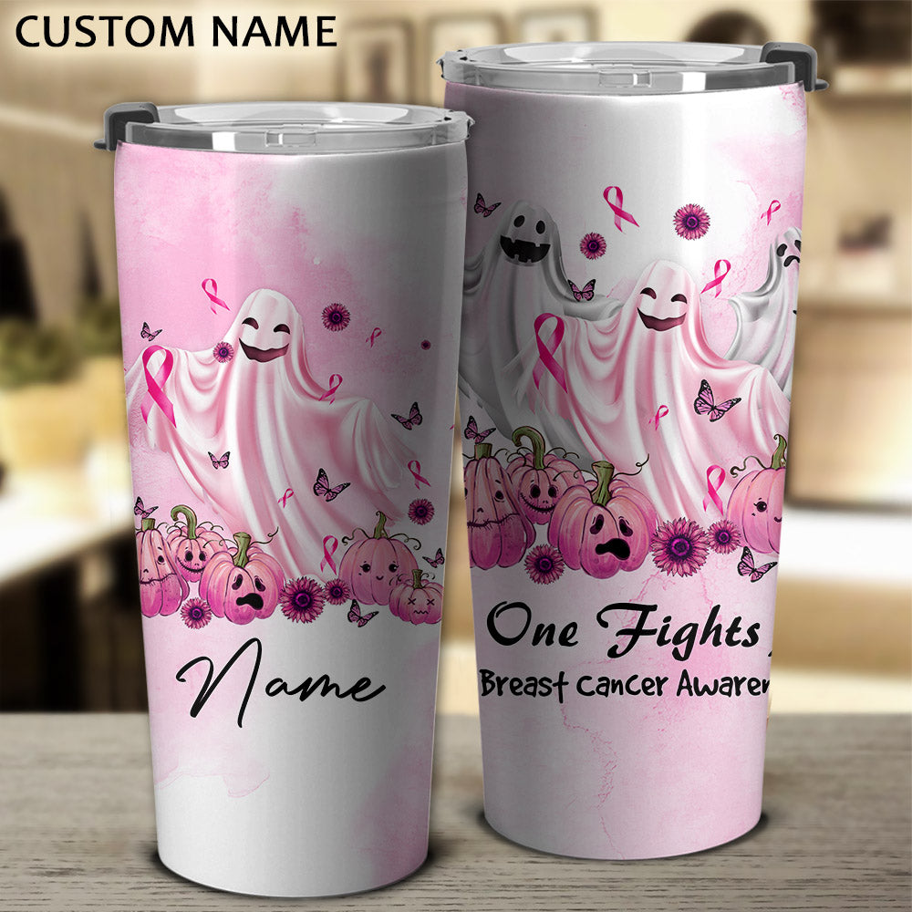Breast Cancer Awareness  Personalized No One Fights Alone Boo Cancer Tumbler - Tlnh1709215ki
