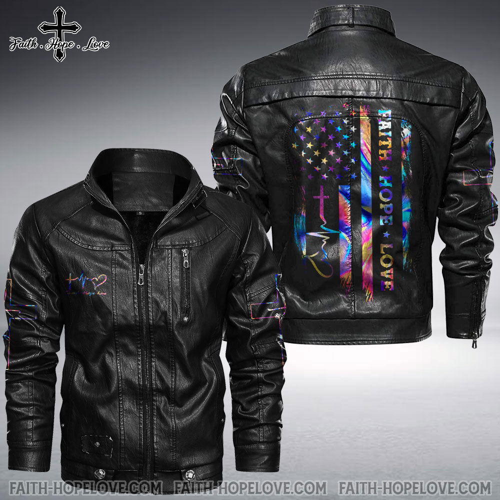 Faith Hope Love Colorful Women Leather Jacket - Tm0411211ki