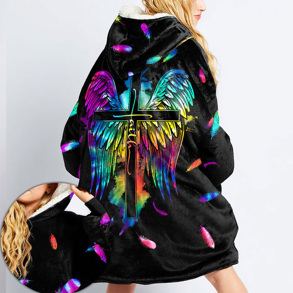 Faith Wings Colorful Sherpa Blanket Hoodie - Latg1109214ki